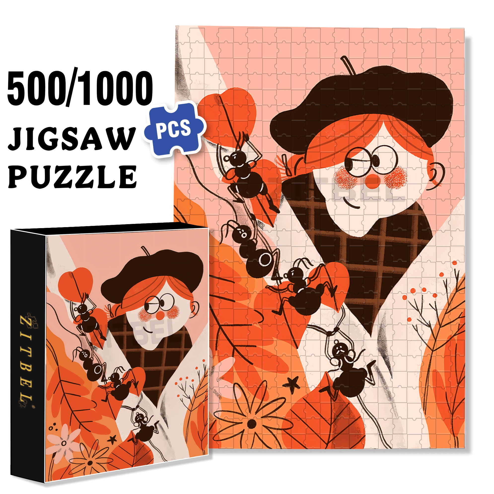 Ants Climbing A Tree 500pcs/1000pcs Jigsaw Puzzle, Scratch-Resistant, Interactive Family Game & Brain-Boosting DIY Decor, Perfect for Halloween, Christmas & New Year Gifts, Family Puzzle Game