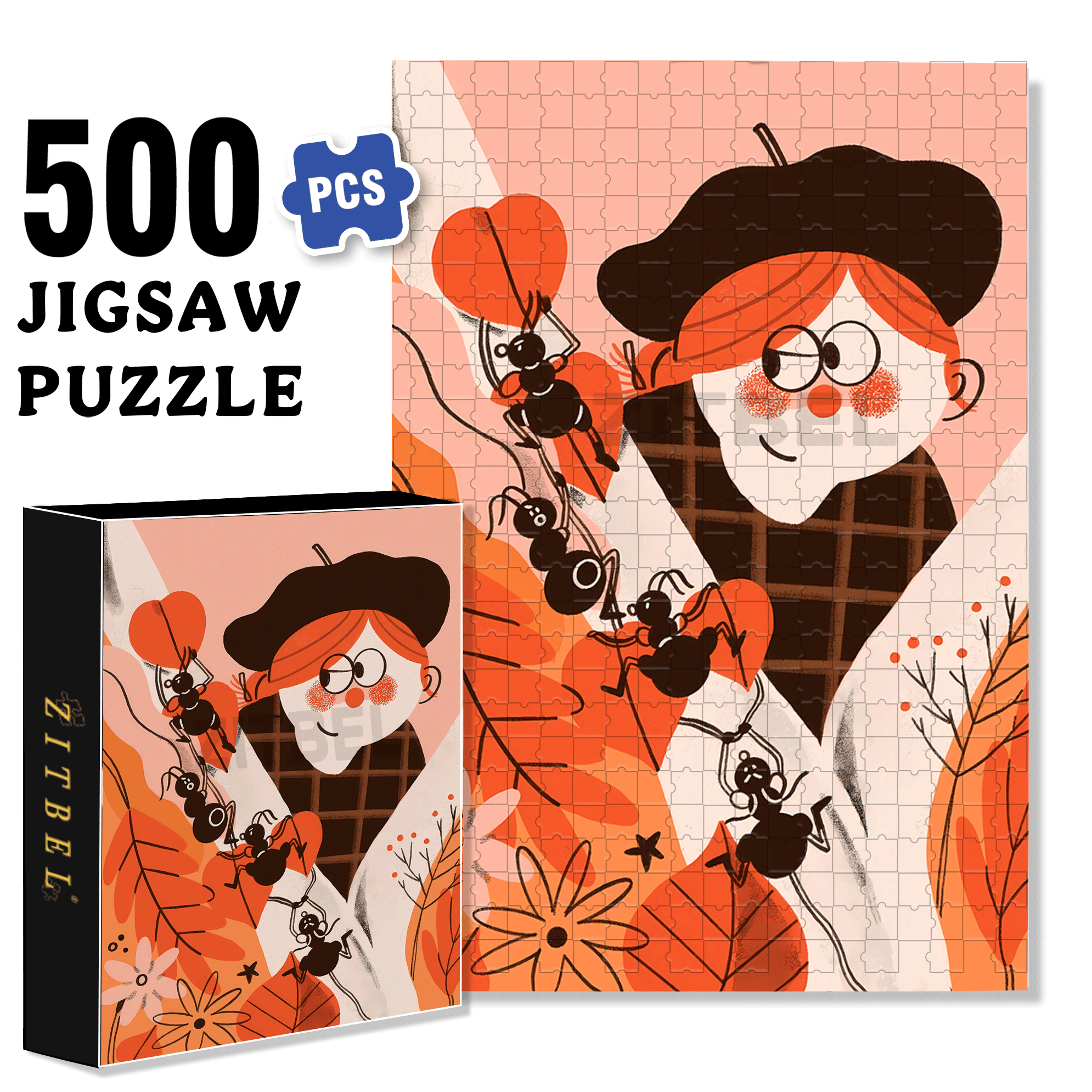 Ants Climbing A Tree 500pcs/1000pcs Jigsaw Puzzle, Scratch-Resistant, Interactive Family Game & Brain-Boosting DIY Decor, Perfect for Halloween, Christmas & New Year Gifts, Family Puzzle Game