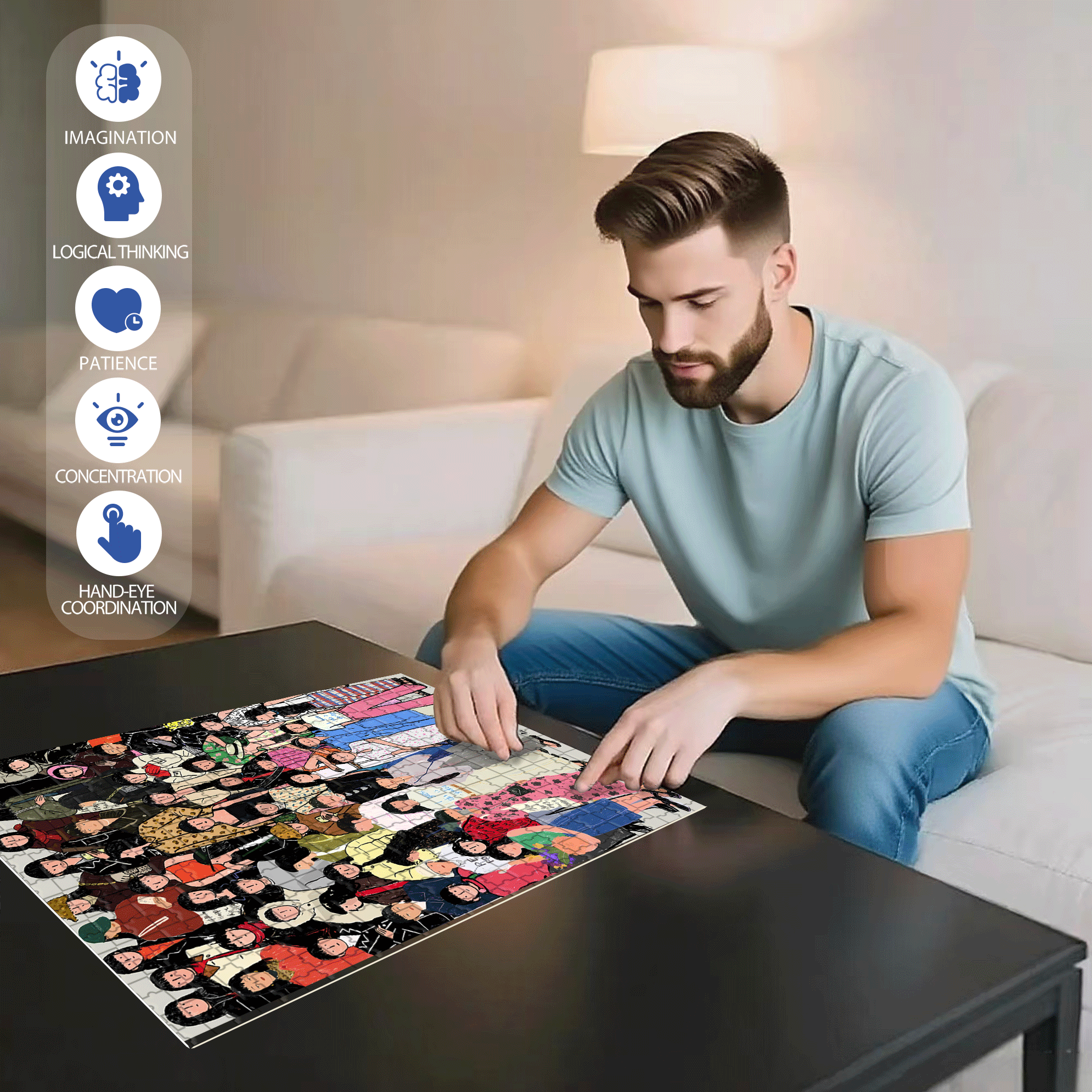 Be Yourself To The Fullest 500pcs/1000pcs Jigsaw Puzzle, Scratch-Resistant, Interactive Family Game & Brain-Boosting DIY Decor, Perfect for Halloween, Christmas & New Year Gifts, Family Puzzle Game