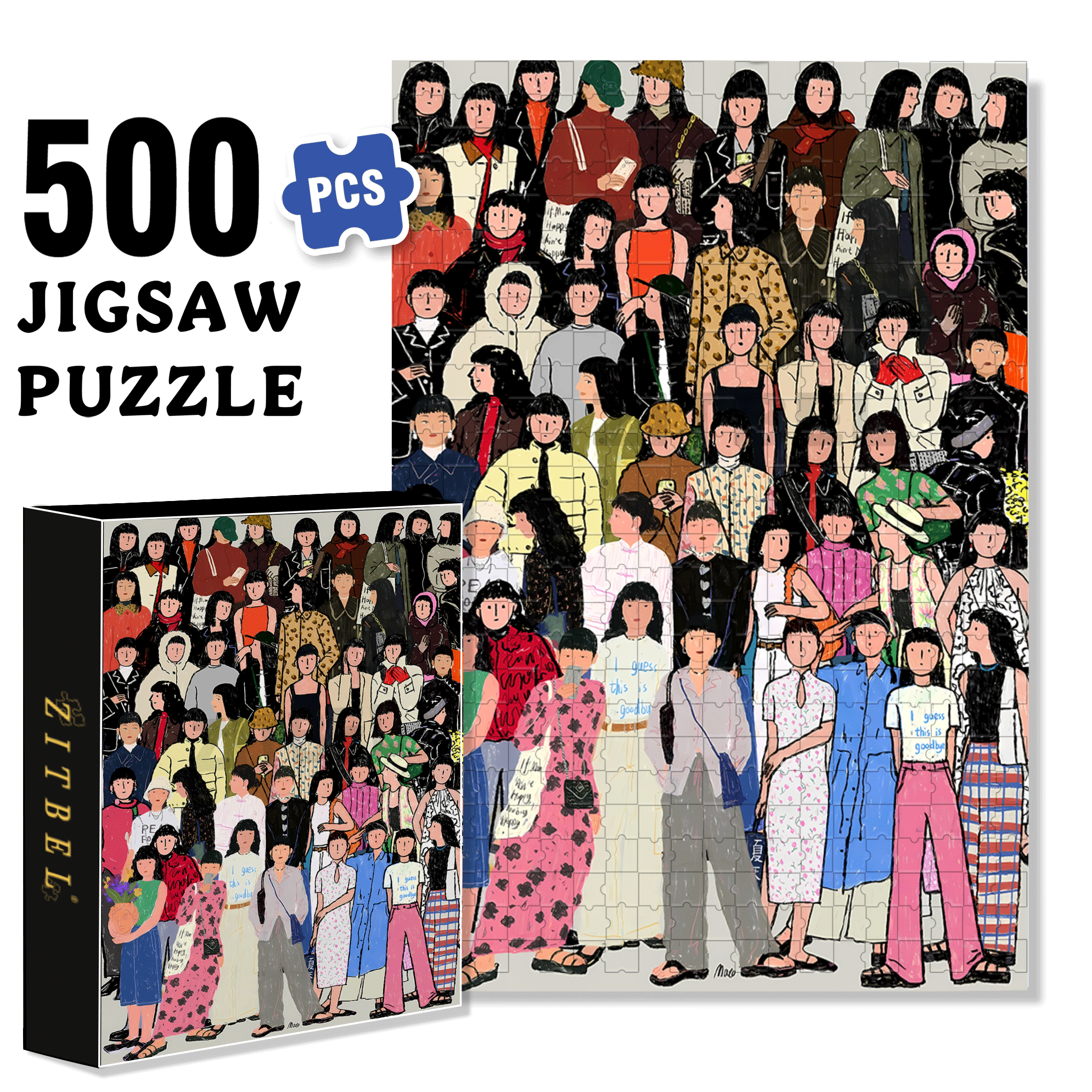 Be Yourself To The Fullest 500pcs/1000pcs Jigsaw Puzzle, Scratch-Resistant, Interactive Family Game & Brain-Boosting DIY Decor, Perfect for Halloween, Christmas & New Year Gifts, Family Puzzle Game