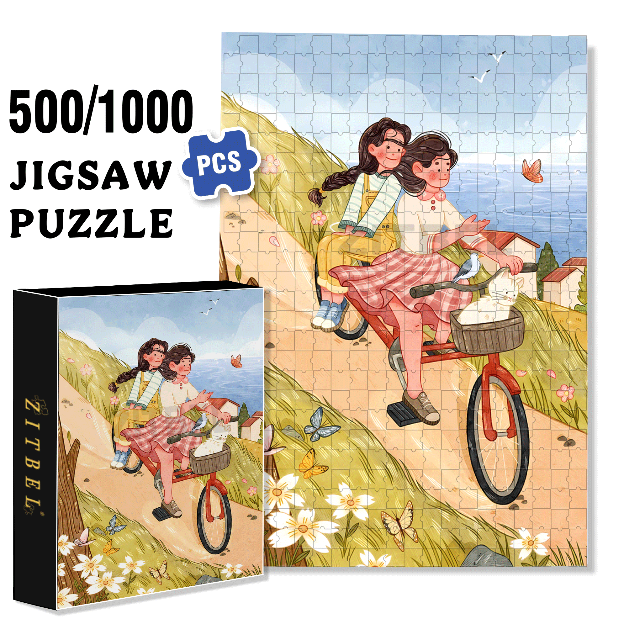 Beautiful Scenery Along The Way 500pcs/1000pcs Jigsaw Puzzle, Scratch-Resistant, Interactive Family Game & Brain-Boosting DIY Decor, Perfect for Halloween, Christmas & New Year Gifts, Family Puzzle Game