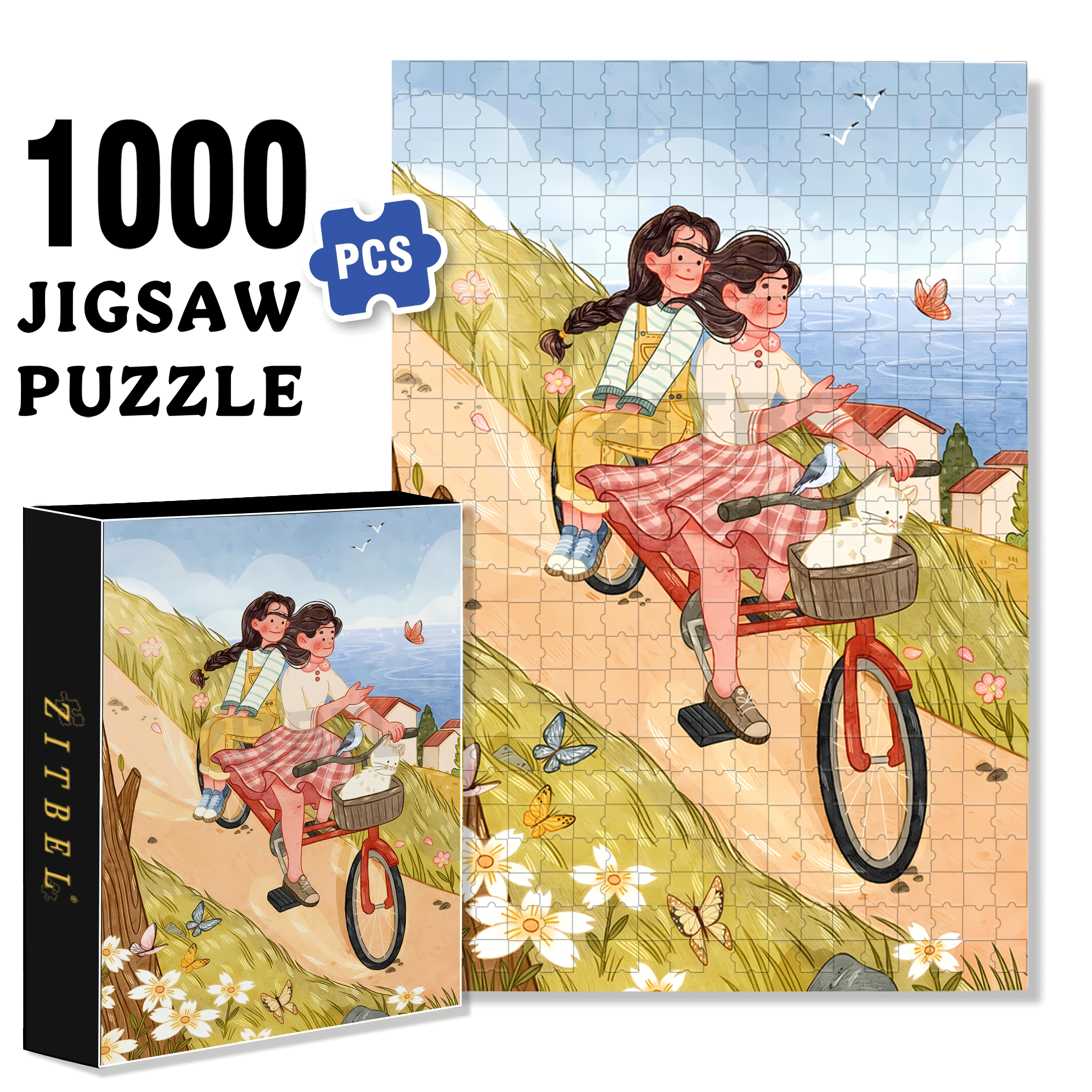 Beautiful Scenery Along The Way 500pcs/1000pcs Jigsaw Puzzle, Scratch-Resistant, Interactive Family Game & Brain-Boosting DIY Decor, Perfect for Halloween, Christmas & New Year Gifts, Family Puzzle Game