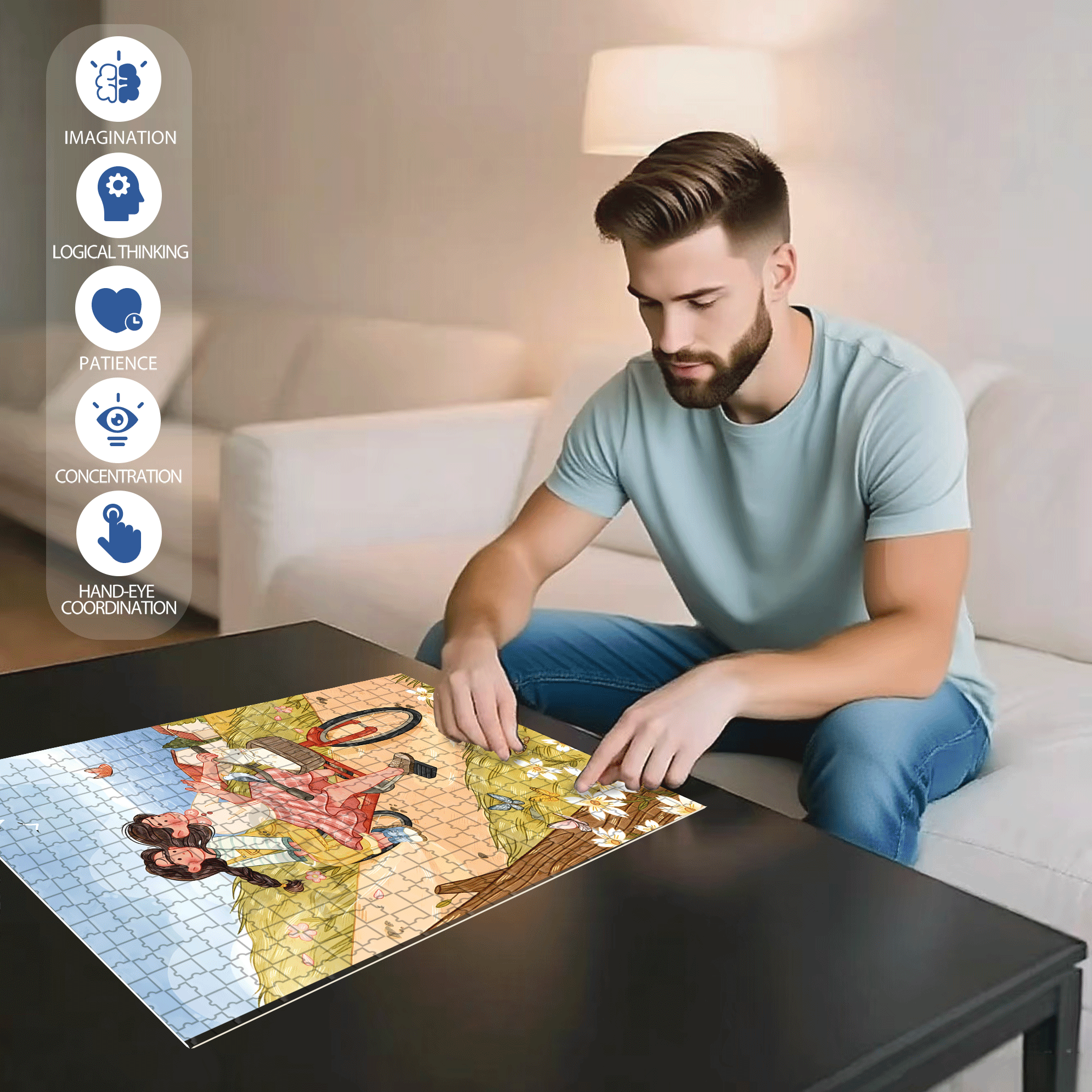 Beautiful Scenery Along The Way 500pcs/1000pcs Jigsaw Puzzle, Scratch-Resistant, Interactive Family Game & Brain-Boosting DIY Decor, Perfect for Halloween, Christmas & New Year Gifts, Family Puzzle Game