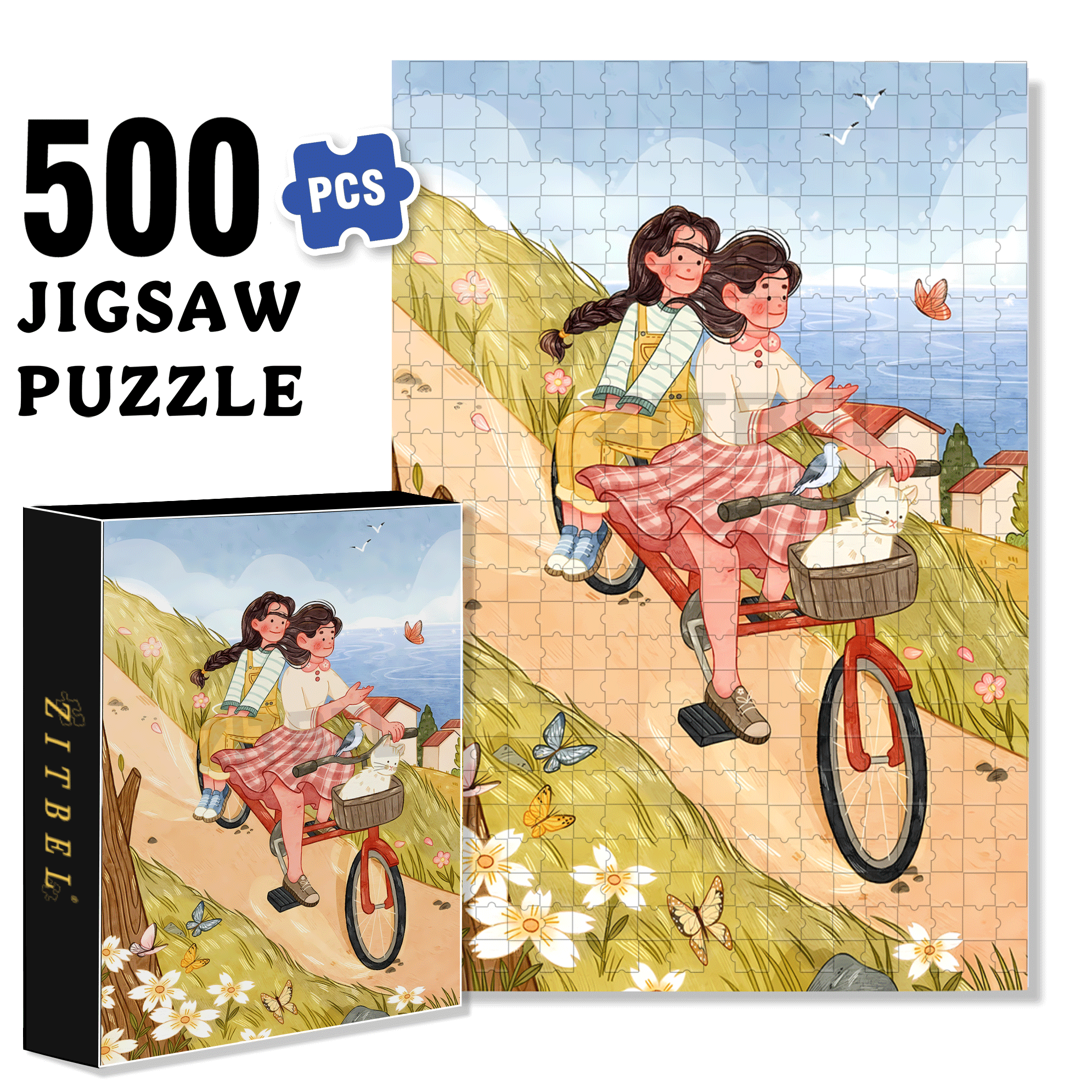 Beautiful Scenery Along The Way 500pcs/1000pcs Jigsaw Puzzle, Scratch-Resistant, Interactive Family Game & Brain-Boosting DIY Decor, Perfect for Halloween, Christmas & New Year Gifts, Family Puzzle Game