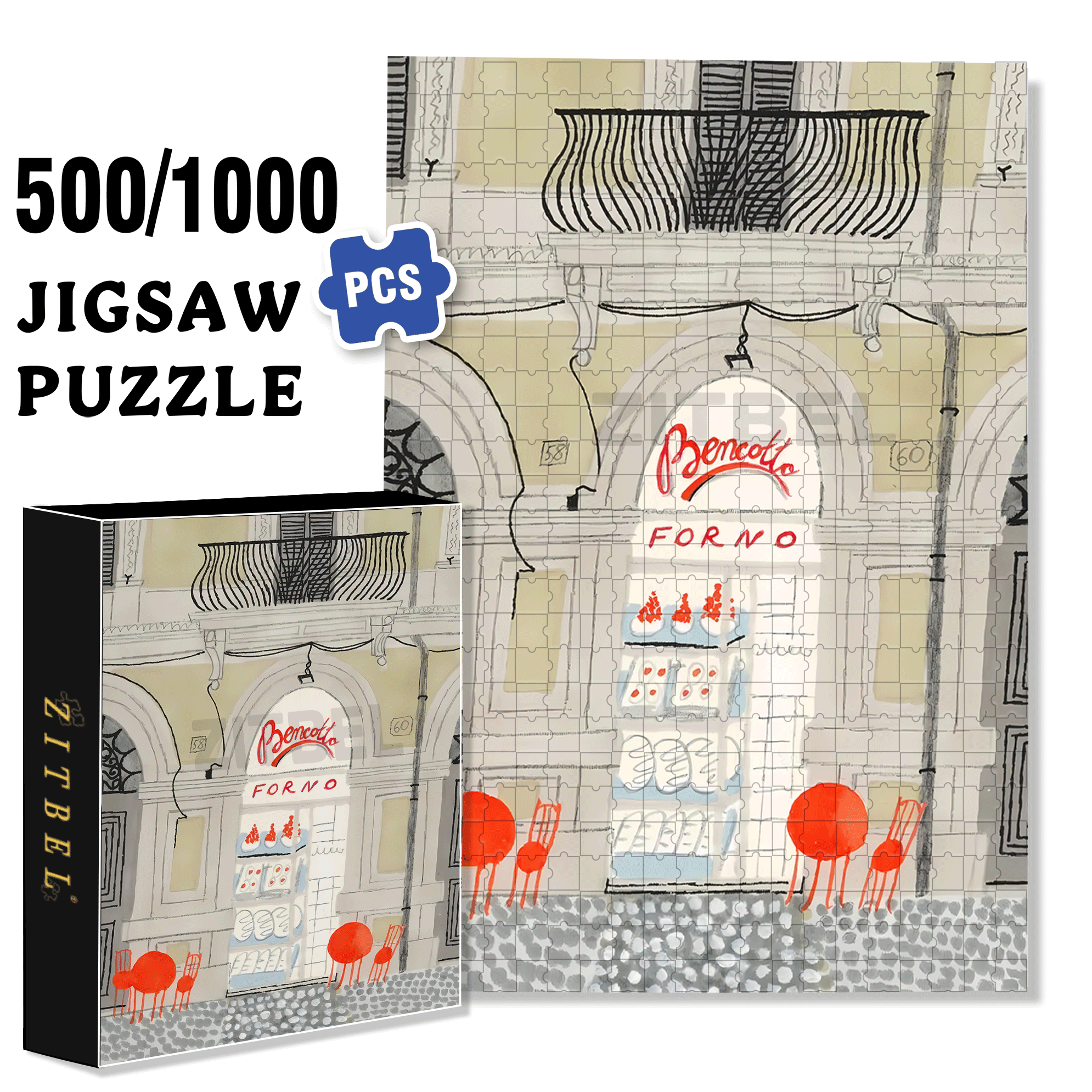 Bencotto 500pcs/1000pcs Jigsaw Puzzle, Scratch-Resistant, Interactive Family Game & Brain-Boosting DIY Decor, Perfect for Halloween, Christmas & New Year Gifts, Family Puzzle Game