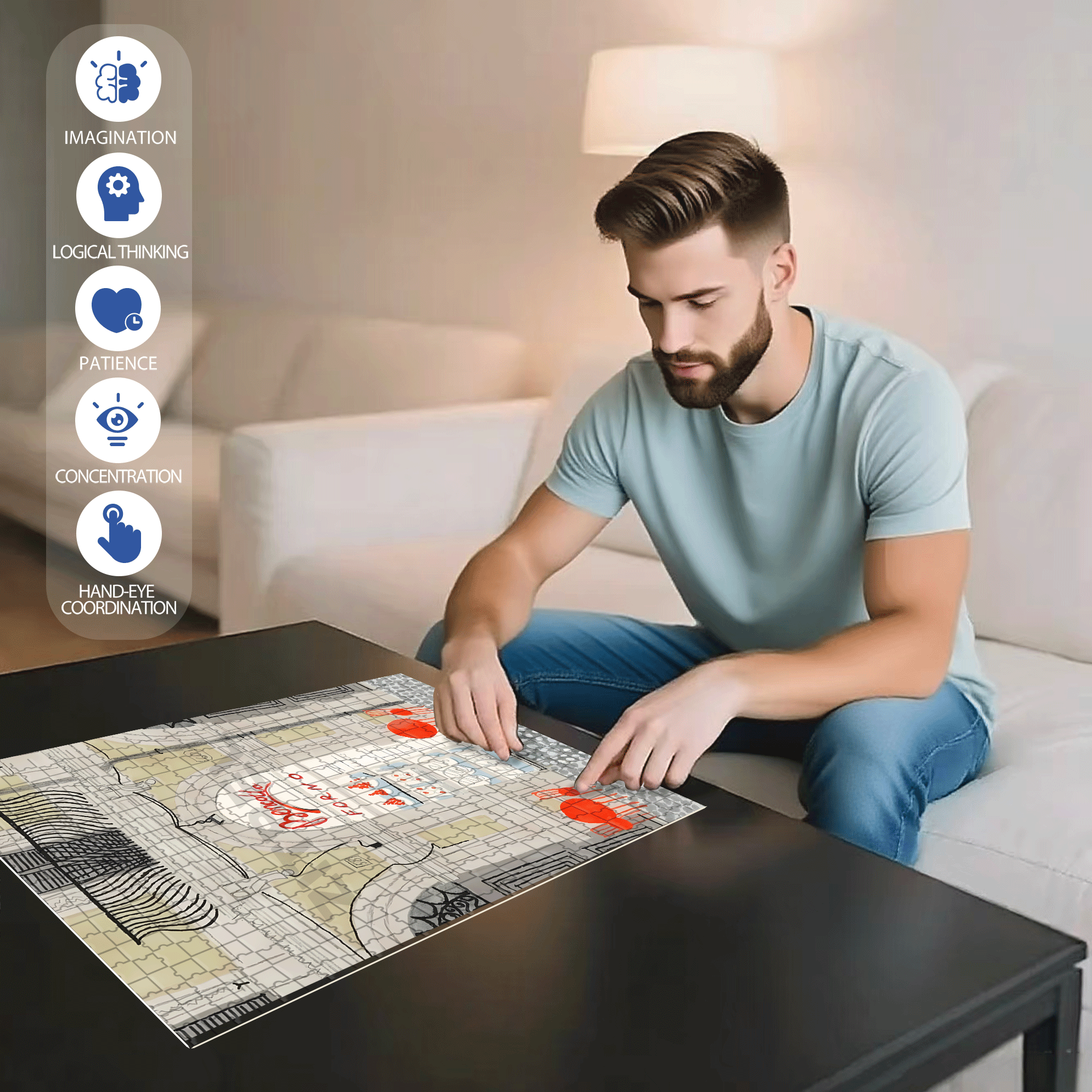 Bencotto 500pcs/1000pcs Jigsaw Puzzle, Scratch-Resistant, Interactive Family Game & Brain-Boosting DIY Decor, Perfect for Halloween, Christmas & New Year Gifts, Family Puzzle Game