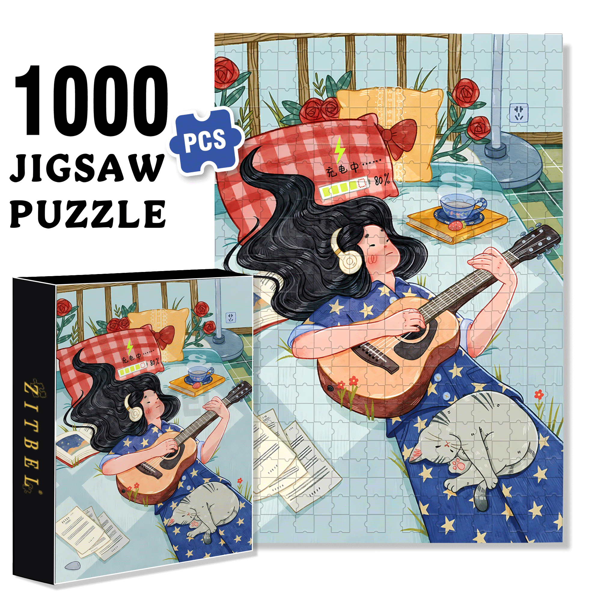 Charging 500pcs/1000pcs Jigsaw Puzzle, Scratch-Resistant, Interactive Family Game & Brain-Boosting DIY Decor, Perfect for Halloween, Christmas & New Year Gifts, Family Puzzle Game