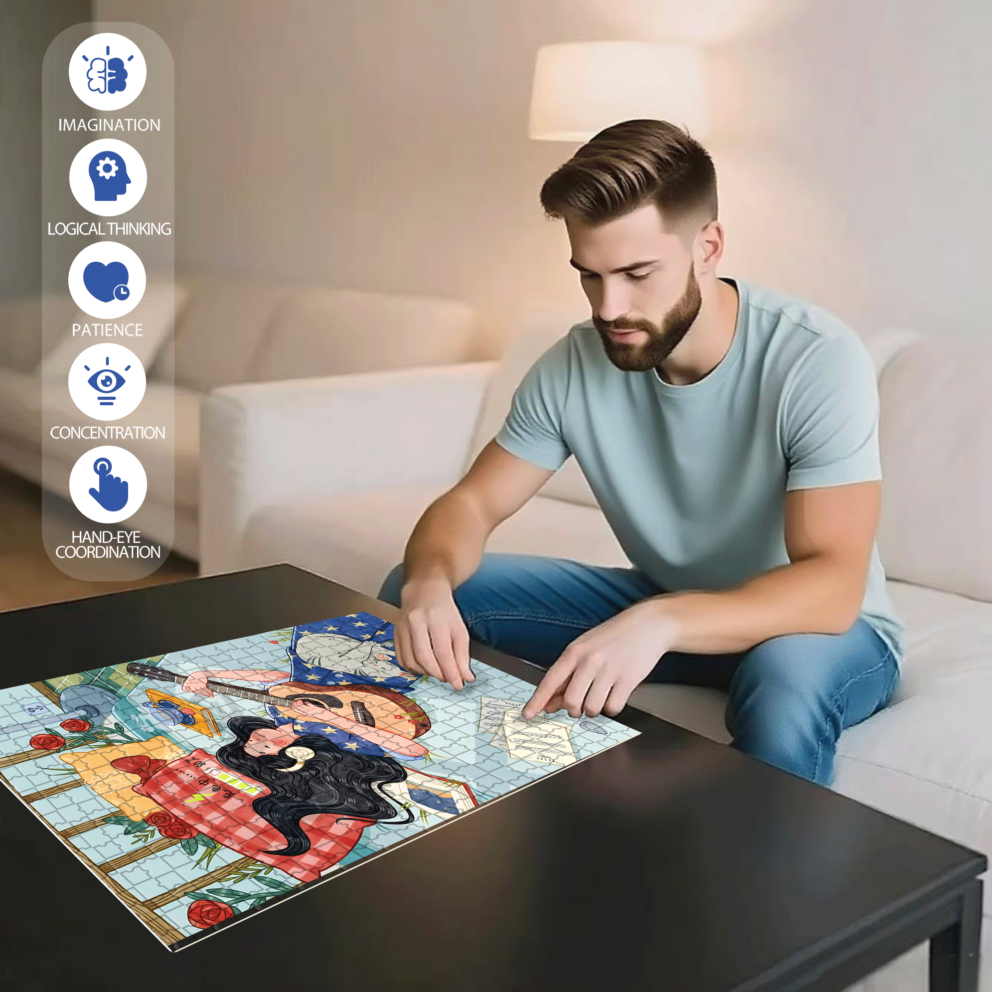 Charging 500pcs/1000pcs Jigsaw Puzzle, Scratch-Resistant, Interactive Family Game & Brain-Boosting DIY Decor, Perfect for Halloween, Christmas & New Year Gifts, Family Puzzle Game