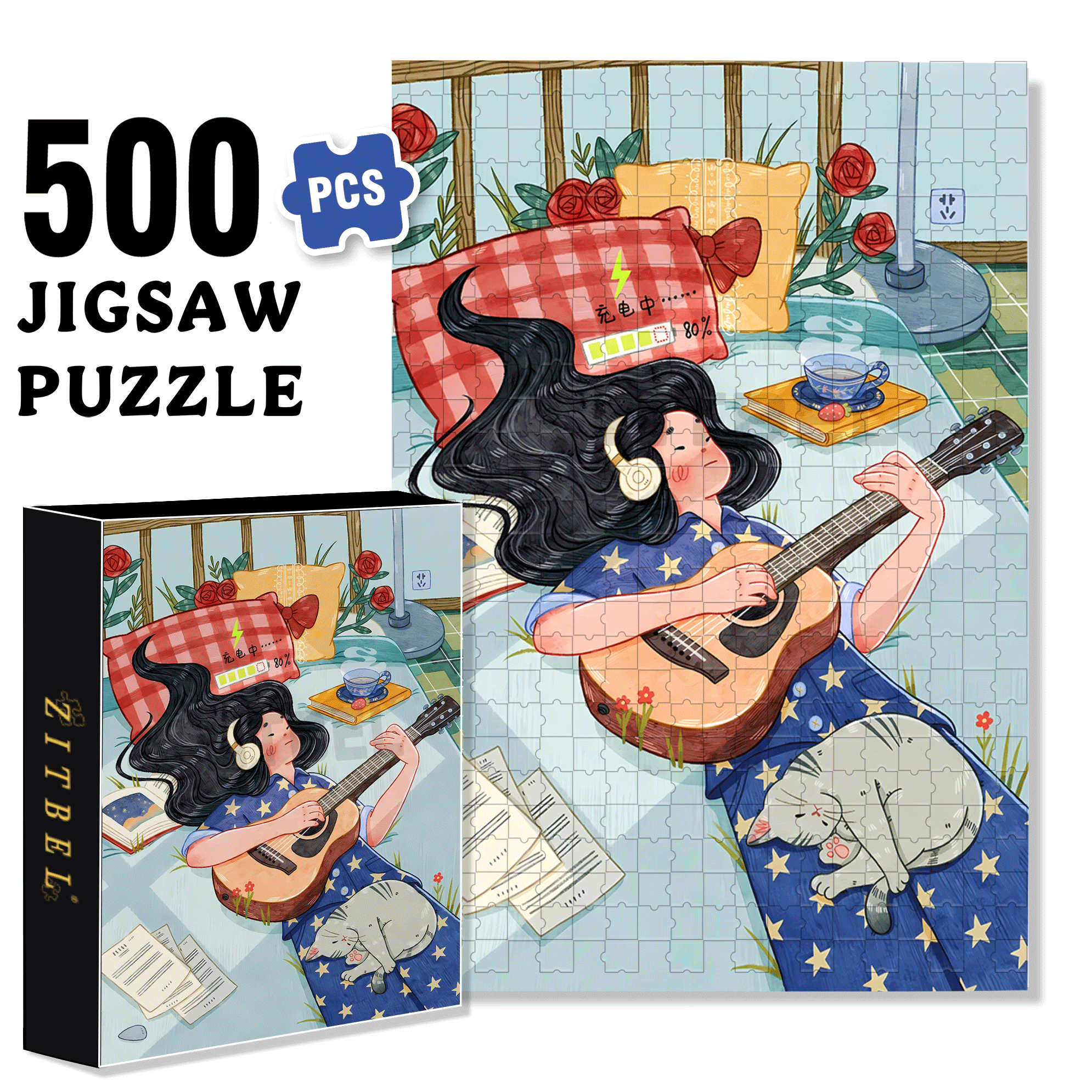 Charging 500pcs/1000pcs Jigsaw Puzzle, Scratch-Resistant, Interactive Family Game & Brain-Boosting DIY Decor, Perfect for Halloween, Christmas & New Year Gifts, Family Puzzle Game