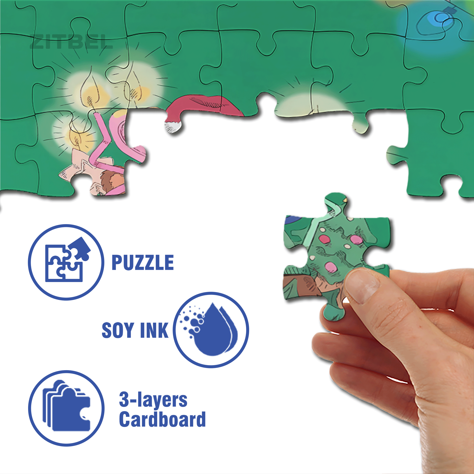 Christmas Bear Cake 500pcs/1000pcs Jigsaw Puzzle, Scratch-Resistant, Interactive Family Game & Brain-Boosting DIY Decor, Perfect for Halloween, Christmas & New Year Gifts, Family Puzzle Game