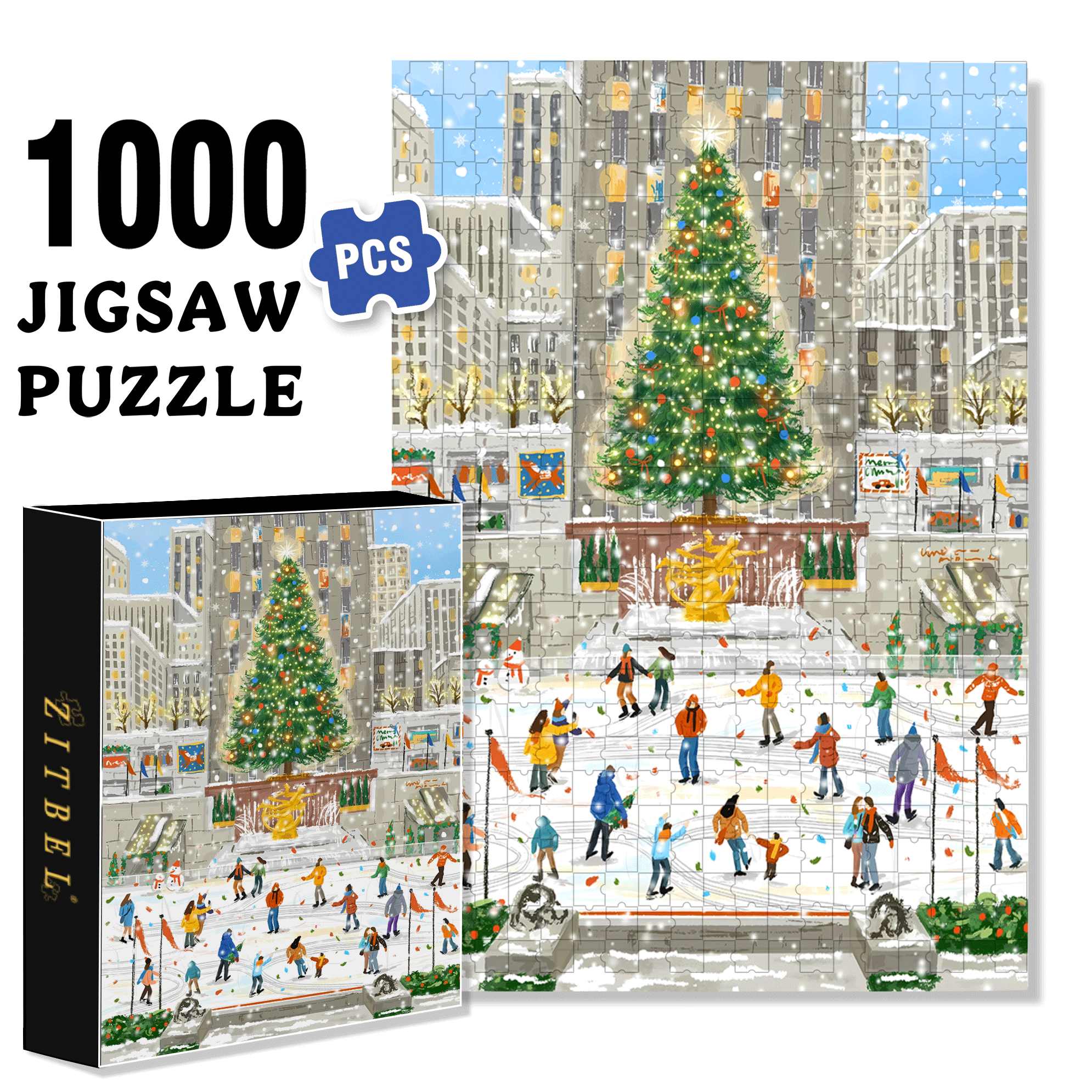Christmas Ice and Snow Carnival 500pcs/1000pcs Jigsaw Puzzle, Scratch-Resistant, Interactive Family Game & Brain-Boosting DIY Decor, Perfect for Halloween, Christmas & New Year Gifts, Family Puzzle Game