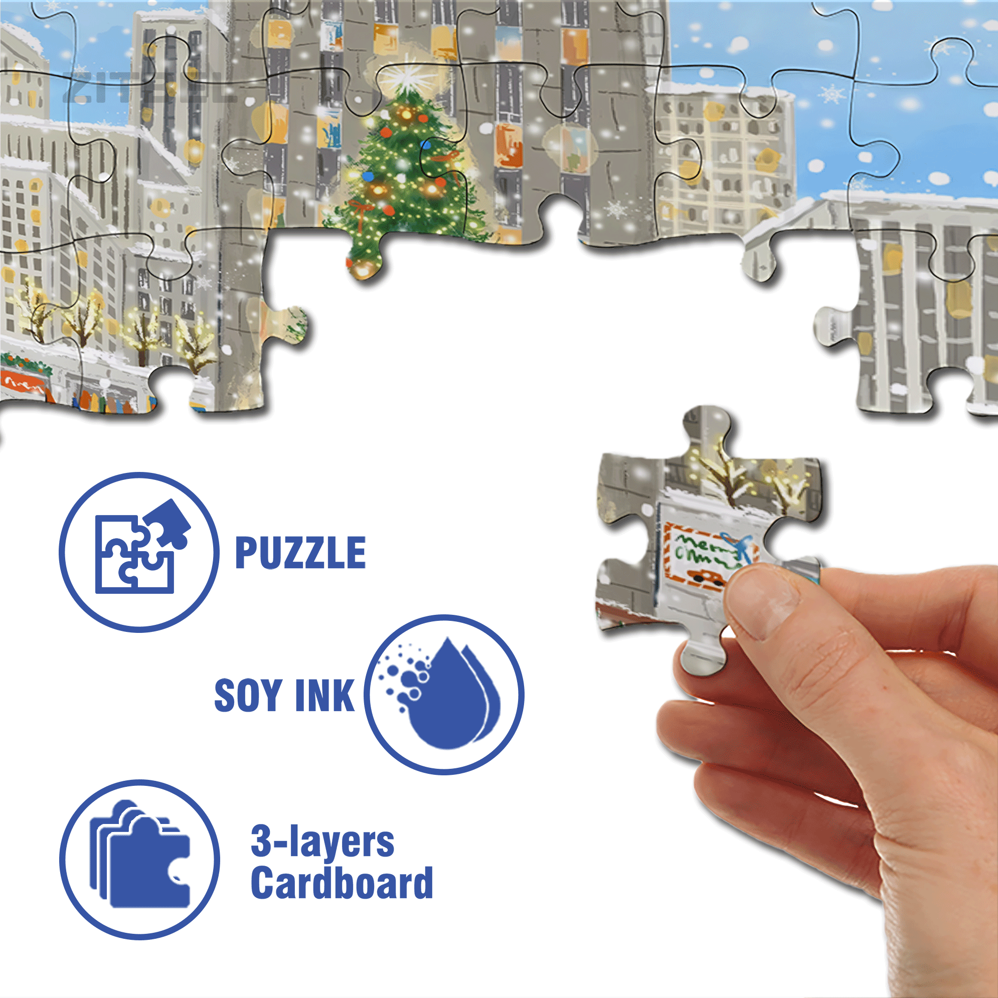 Christmas Ice and Snow Carnival 500pcs/1000pcs Jigsaw Puzzle, Scratch-Resistant, Interactive Family Game & Brain-Boosting DIY Decor, Perfect for Halloween, Christmas & New Year Gifts, Family Puzzle Game