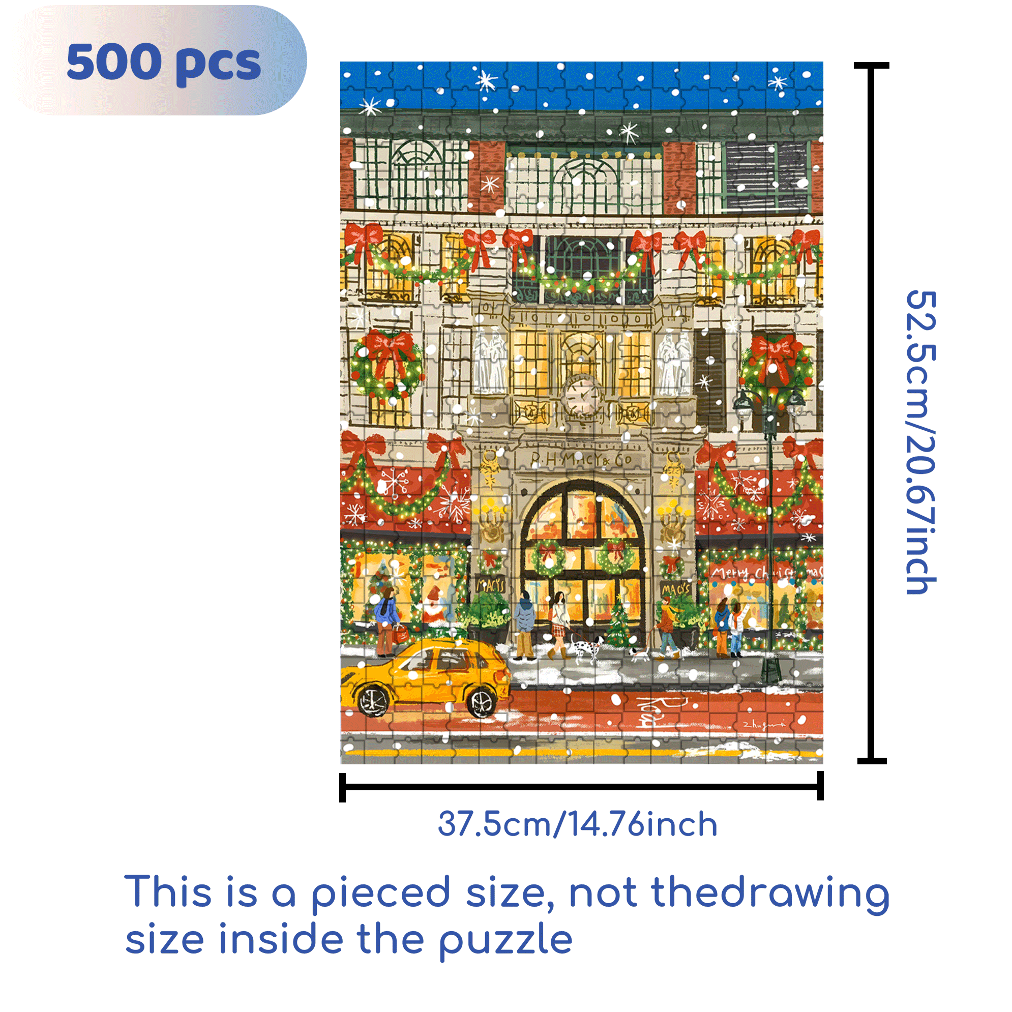 Christmas Lights Up 500pcs/1000pcs Jigsaw Puzzle, Scratch-Resistant, Interactive Family Game & Brain-Boosting DIY Decor, Perfect for Halloween, Christmas & New Year Gifts, Family Puzzle Game
