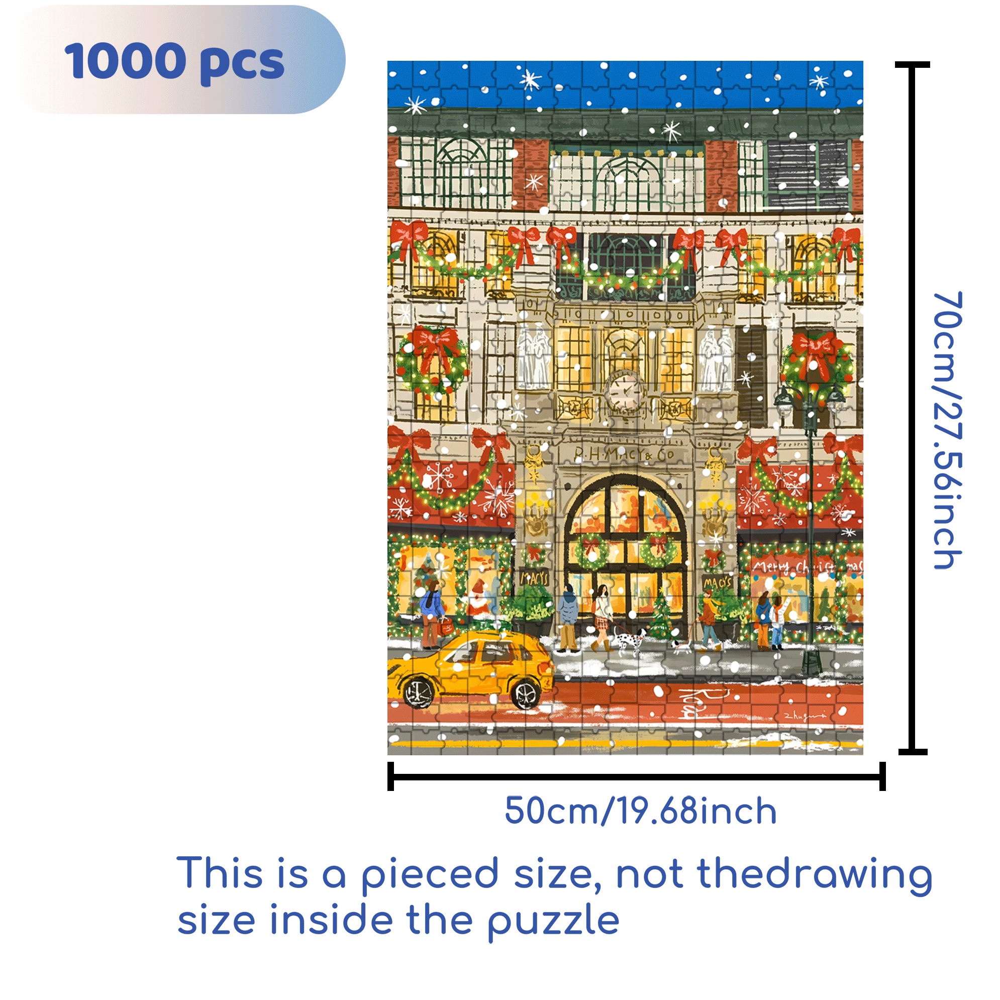Christmas Lights Up 500pcs/1000pcs Jigsaw Puzzle, Scratch-Resistant, Interactive Family Game & Brain-Boosting DIY Decor, Perfect for Halloween, Christmas & New Year Gifts, Family Puzzle Game