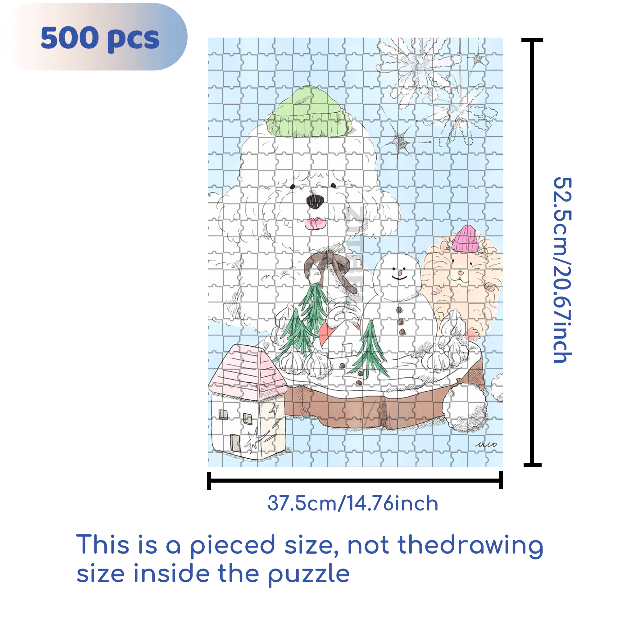 Cotton Candy Dog 500pcs/1000pcs Jigsaw Puzzle, Scratch-Resistant, Interactive Family Game & Brain-Boosting DIY Decor, Perfect for Halloween, Christmas & New Year Gifts, Family Puzzle Game