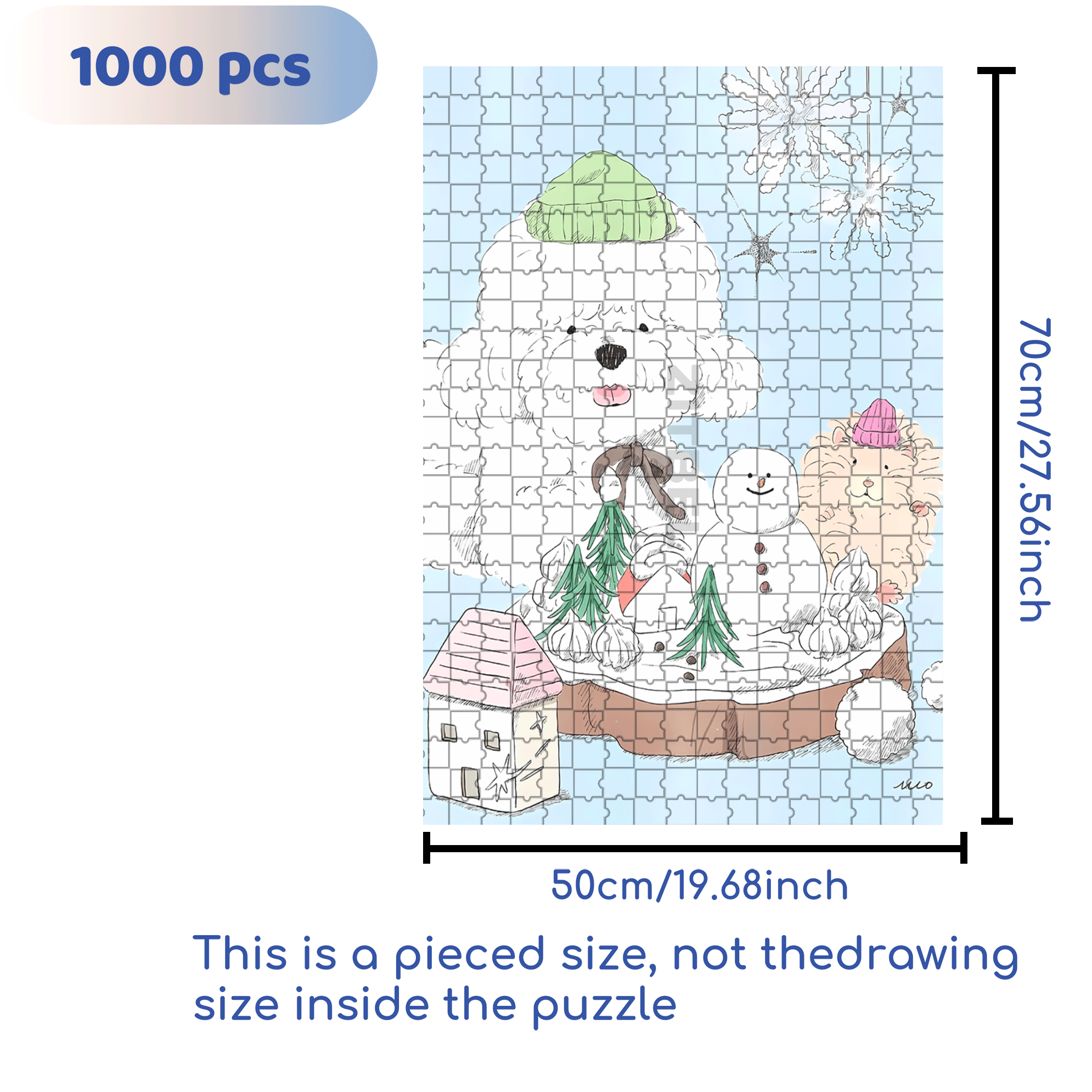 Cotton Candy Dog 500pcs/1000pcs Jigsaw Puzzle, Scratch-Resistant, Interactive Family Game & Brain-Boosting DIY Decor, Perfect for Halloween, Christmas & New Year Gifts, Family Puzzle Game