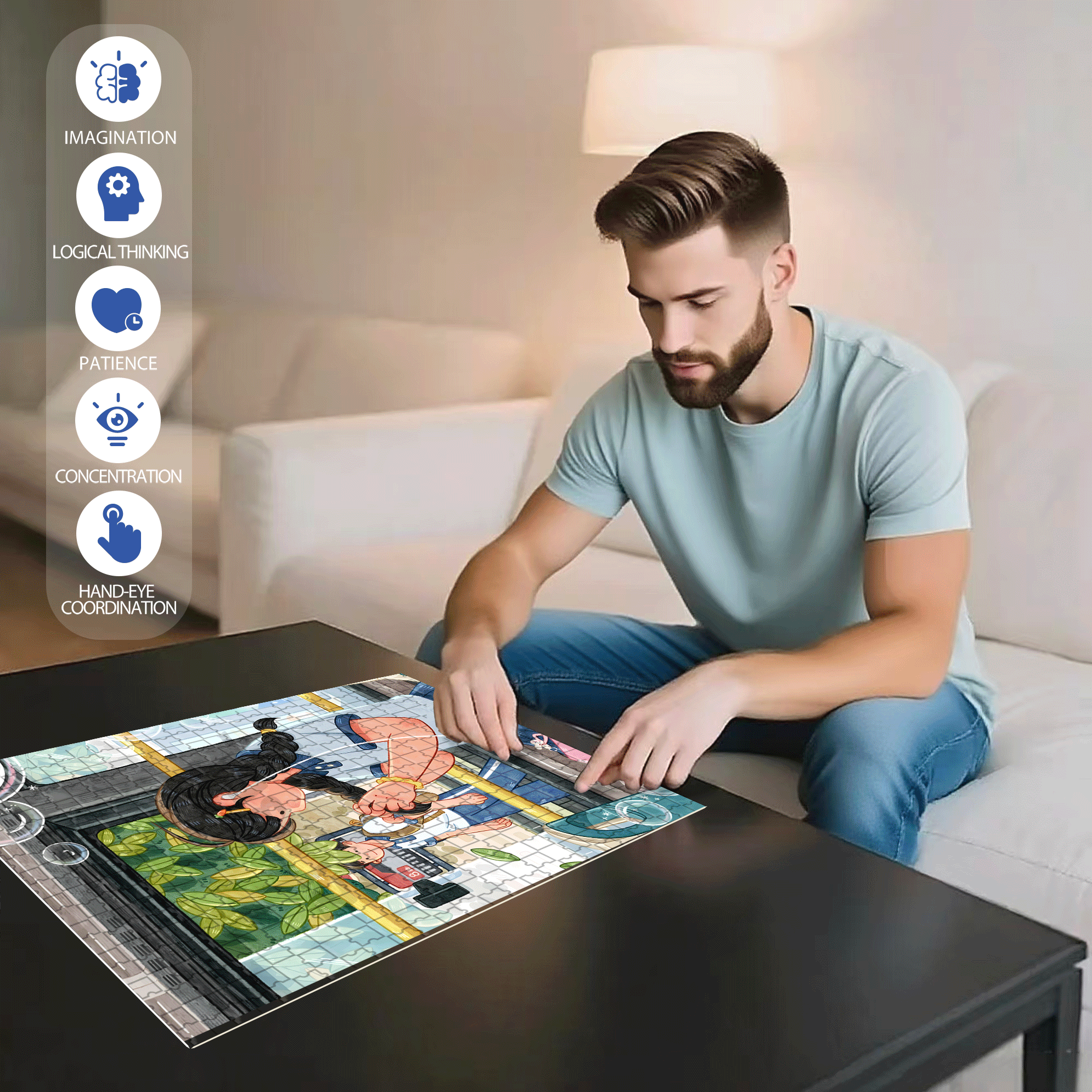 Endless Summer 500pcs/1000pcs Jigsaw Puzzle, Scratch-Resistant, Interactive Family Game & Brain-Boosting DIY Decor, Perfect for Halloween, Christmas & New Year Gifts, Family Puzzle Game