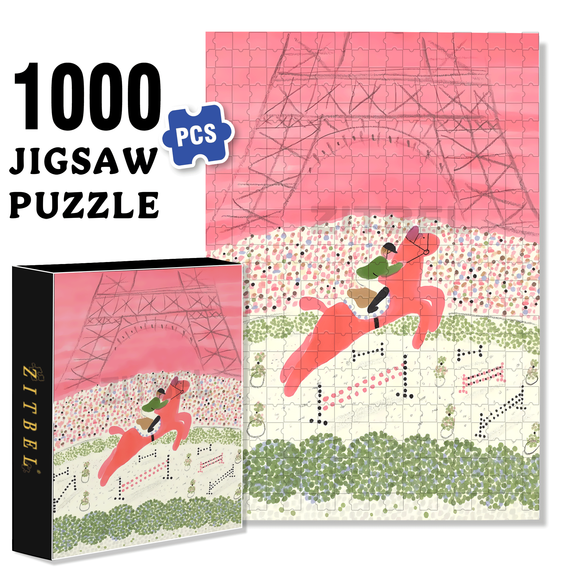Equestrian Sport 500pcs/1000pcs Jigsaw Puzzle, Scratch-Resistant, Interactive Family Game & Brain-Boosting DIY Decor, Perfect for Halloween, Christmas & New Year Gifts, Family Puzzle Game