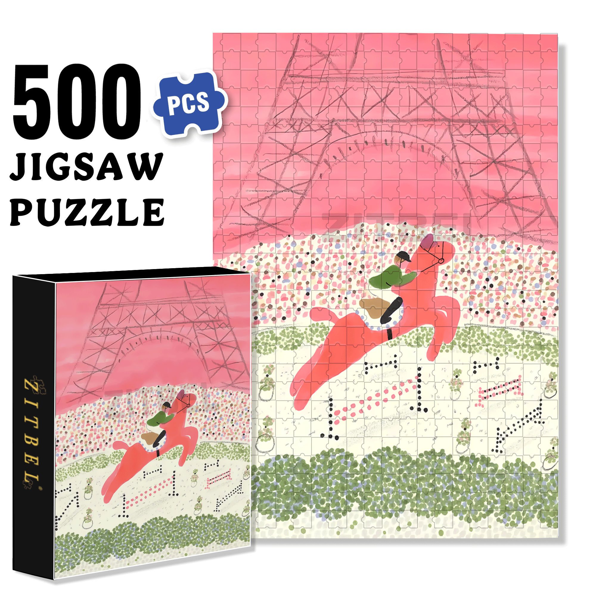 Equestrian Sport 500pcs/1000pcs Jigsaw Puzzle, Scratch-Resistant, Interactive Family Game & Brain-Boosting DIY Decor, Perfect for Halloween, Christmas & New Year Gifts, Family Puzzle Game