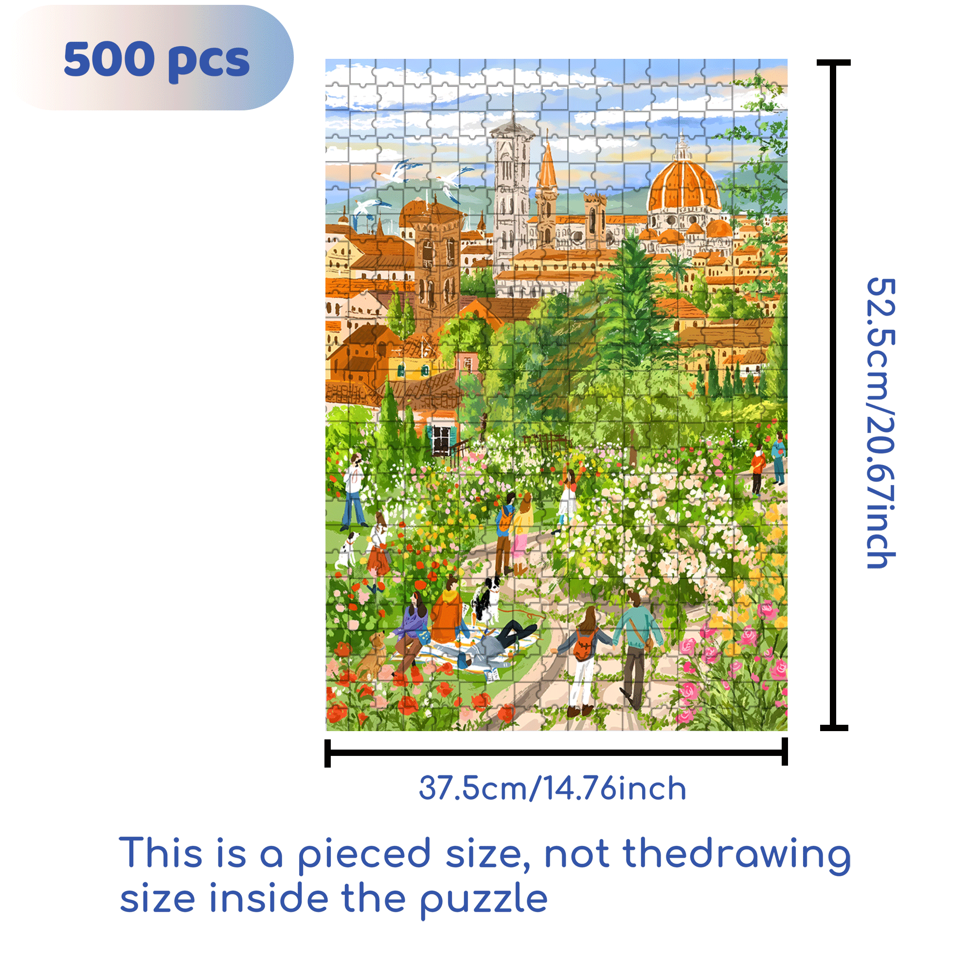 Florence 500pcs/1000pcs Jigsaw Puzzle, Scratch-Resistant, Interactive Family Game & Brain-Boosting DIY Decor, Perfect for Halloween, Christmas & New Year Gifts, Family Puzzle Game