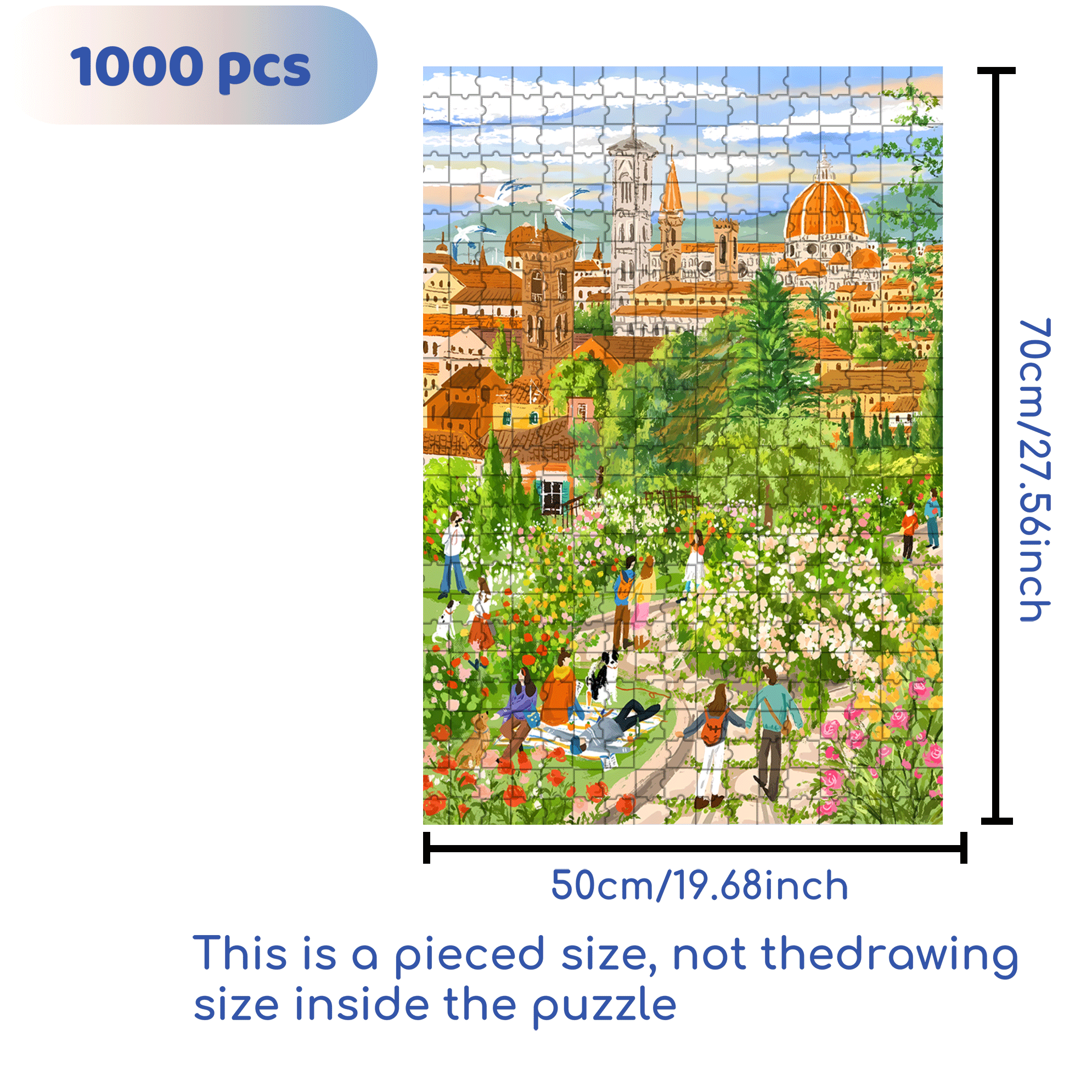 Florence 500pcs/1000pcs Jigsaw Puzzle, Scratch-Resistant, Interactive Family Game & Brain-Boosting DIY Decor, Perfect for Halloween, Christmas & New Year Gifts, Family Puzzle Game