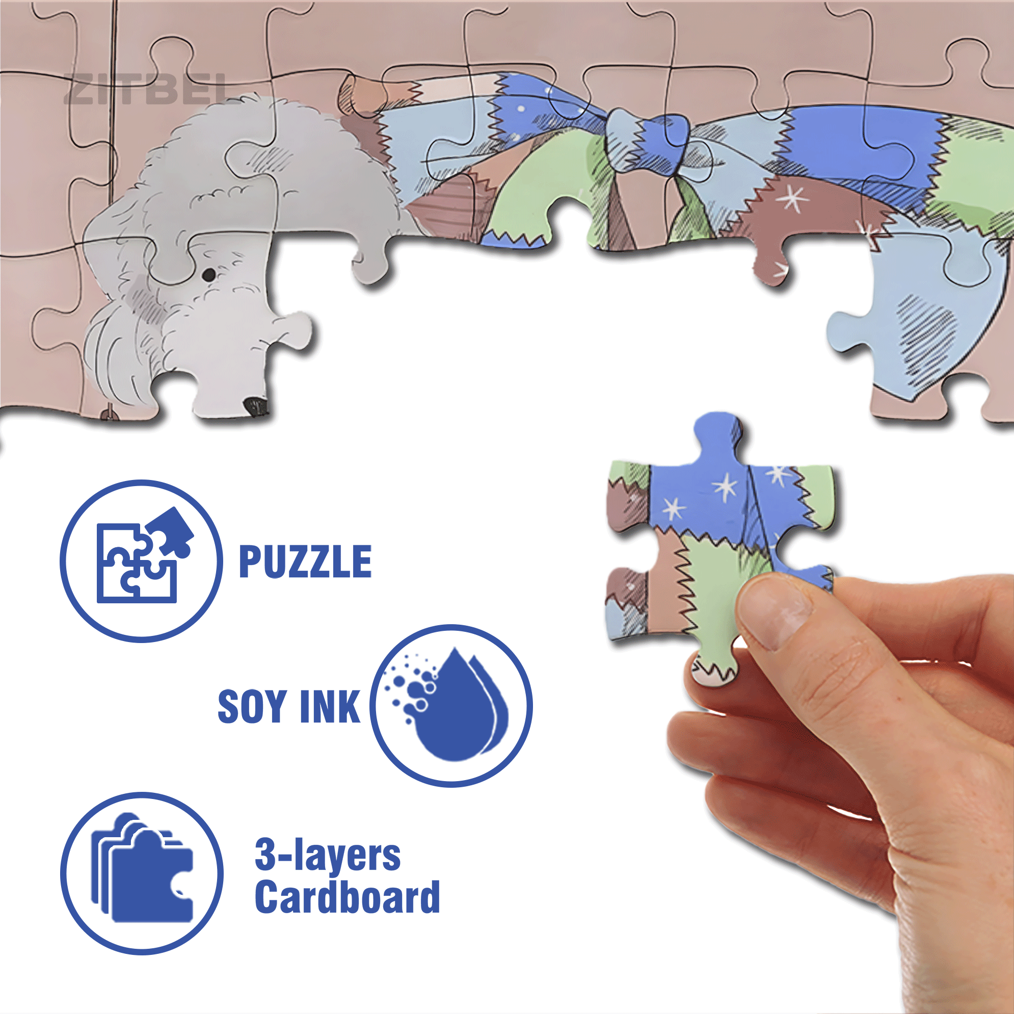 Furry Dog 500pcs/1000pcs Jigsaw Puzzle, Scratch-Resistant, Interactive Family Game & Brain-Boosting DIY Decor, Perfect for Halloween, Christmas & New Year Gifts, Family Puzzle Game