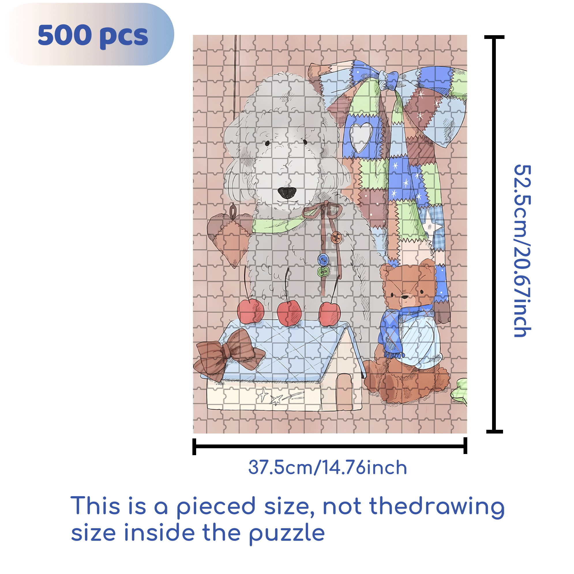 Furry Dog 500pcs/1000pcs Jigsaw Puzzle, Scratch-Resistant, Interactive Family Game & Brain-Boosting DIY Decor, Perfect for Halloween, Christmas & New Year Gifts, Family Puzzle Game