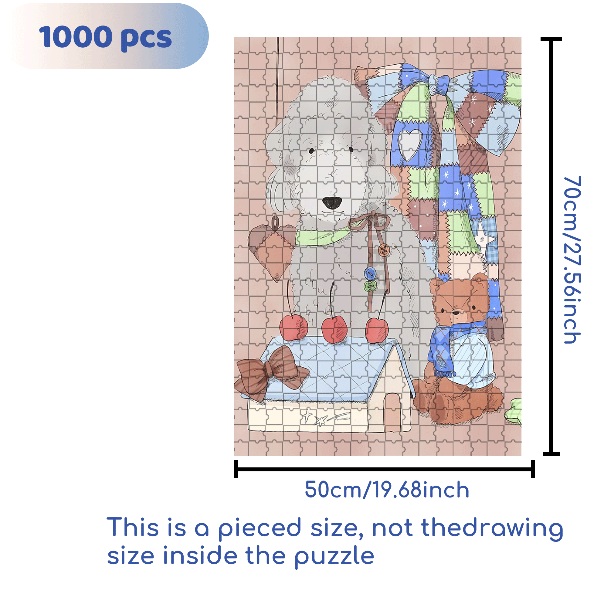 Furry Dog 500pcs/1000pcs Jigsaw Puzzle, Scratch-Resistant, Interactive Family Game & Brain-Boosting DIY Decor, Perfect for Halloween, Christmas & New Year Gifts, Family Puzzle Game