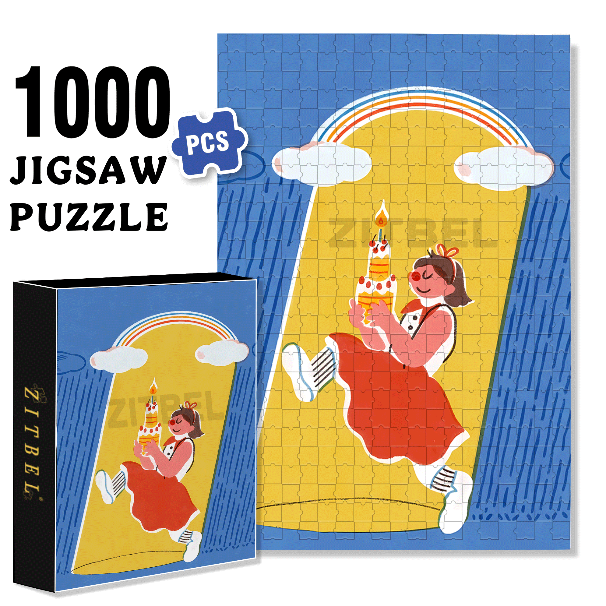 Happy Birthday To Me 500pcs/1000pcs Jigsaw Puzzle, Scratch-Resistant, Interactive Family Game & Brain-Boosting DIY Decor, Perfect for Halloween, Christmas & New Year Gifts, Family Puzzle Game