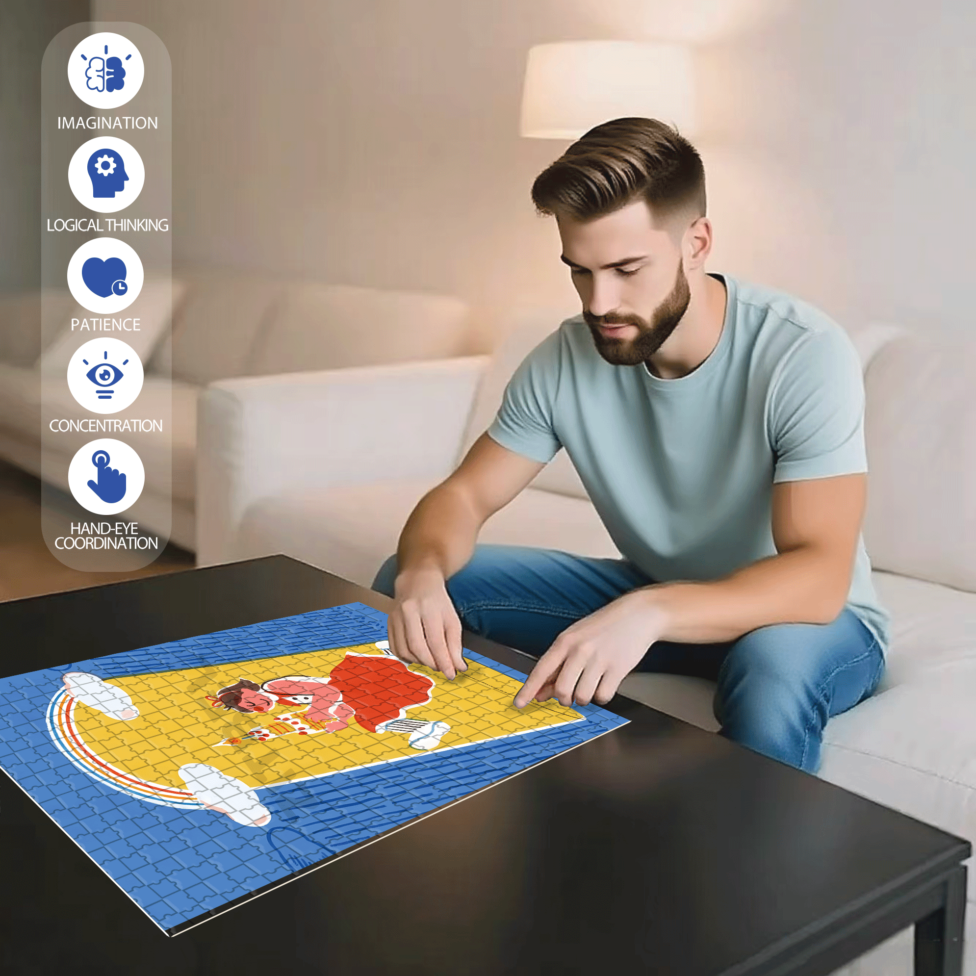 Happy Birthday To Me 500pcs/1000pcs Jigsaw Puzzle, Scratch-Resistant, Interactive Family Game & Brain-Boosting DIY Decor, Perfect for Halloween, Christmas & New Year Gifts, Family Puzzle Game