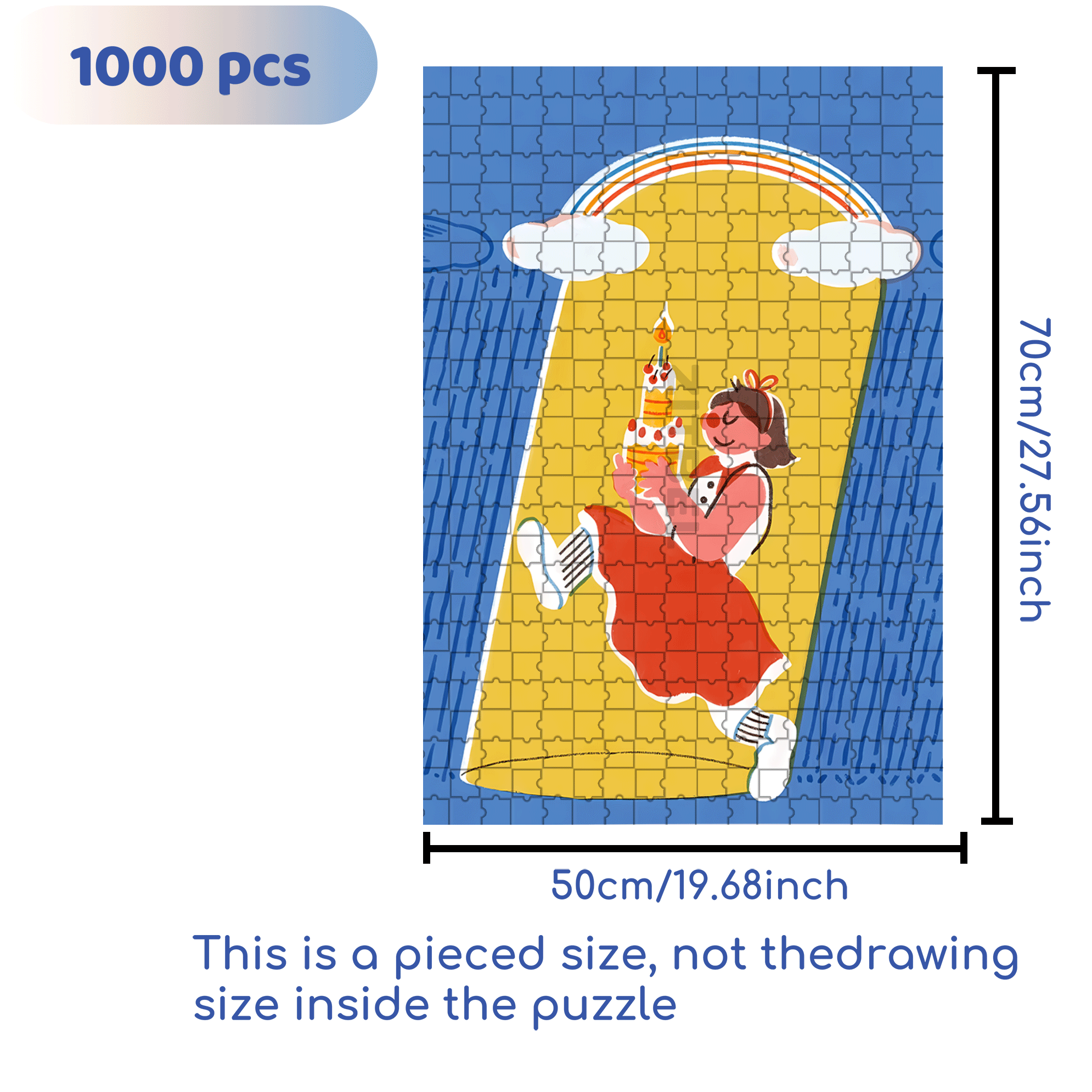 Happy Birthday To Me 500pcs/1000pcs Jigsaw Puzzle, Scratch-Resistant, Interactive Family Game & Brain-Boosting DIY Decor, Perfect for Halloween, Christmas & New Year Gifts, Family Puzzle Game