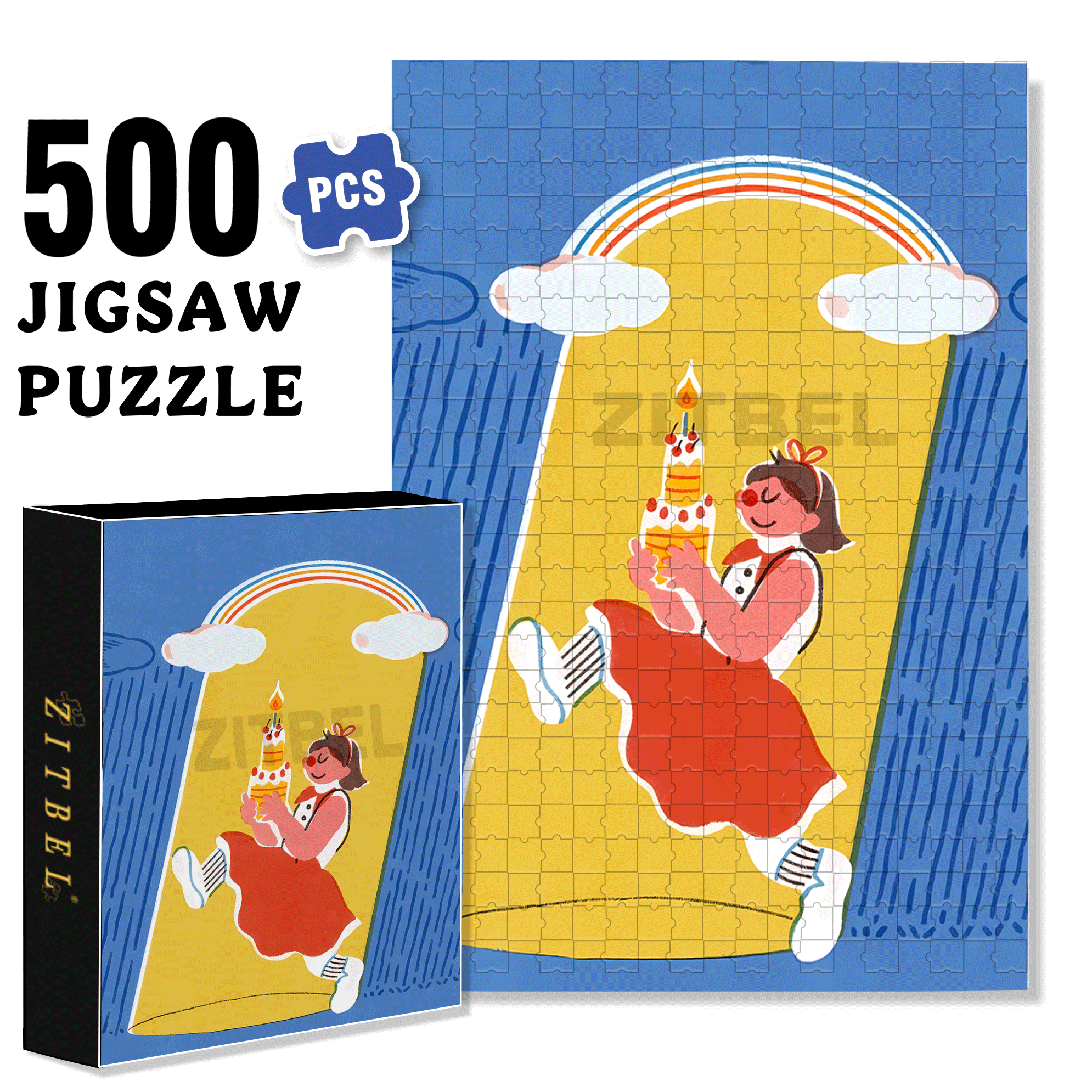 Happy Birthday To Me 500pcs/1000pcs Jigsaw Puzzle, Scratch-Resistant, Interactive Family Game & Brain-Boosting DIY Decor, Perfect for Halloween, Christmas & New Year Gifts, Family Puzzle Game