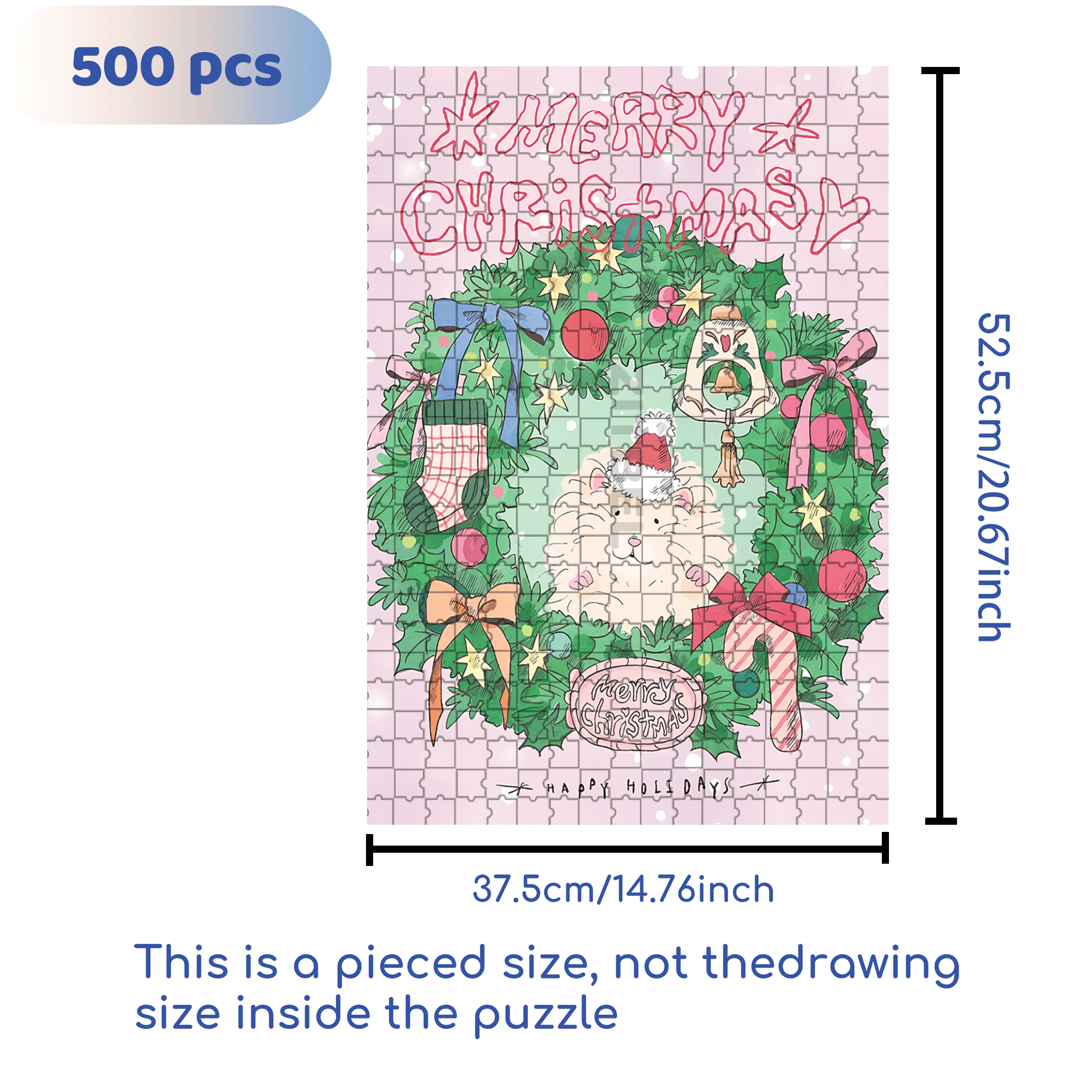 Happy Holidays 500pcs/1000pcs Jigsaw Puzzle, Scratch-Resistant, Interactive Family Game & Brain-Boosting DIY Decor, Perfect for Halloween, Christmas & New Year Gifts, Family Puzzle Game