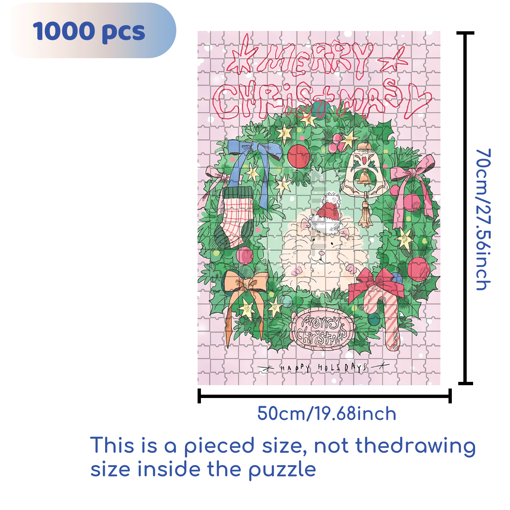 Happy Holidays 500pcs/1000pcs Jigsaw Puzzle, Scratch-Resistant, Interactive Family Game & Brain-Boosting DIY Decor, Perfect for Halloween, Christmas & New Year Gifts, Family Puzzle Game