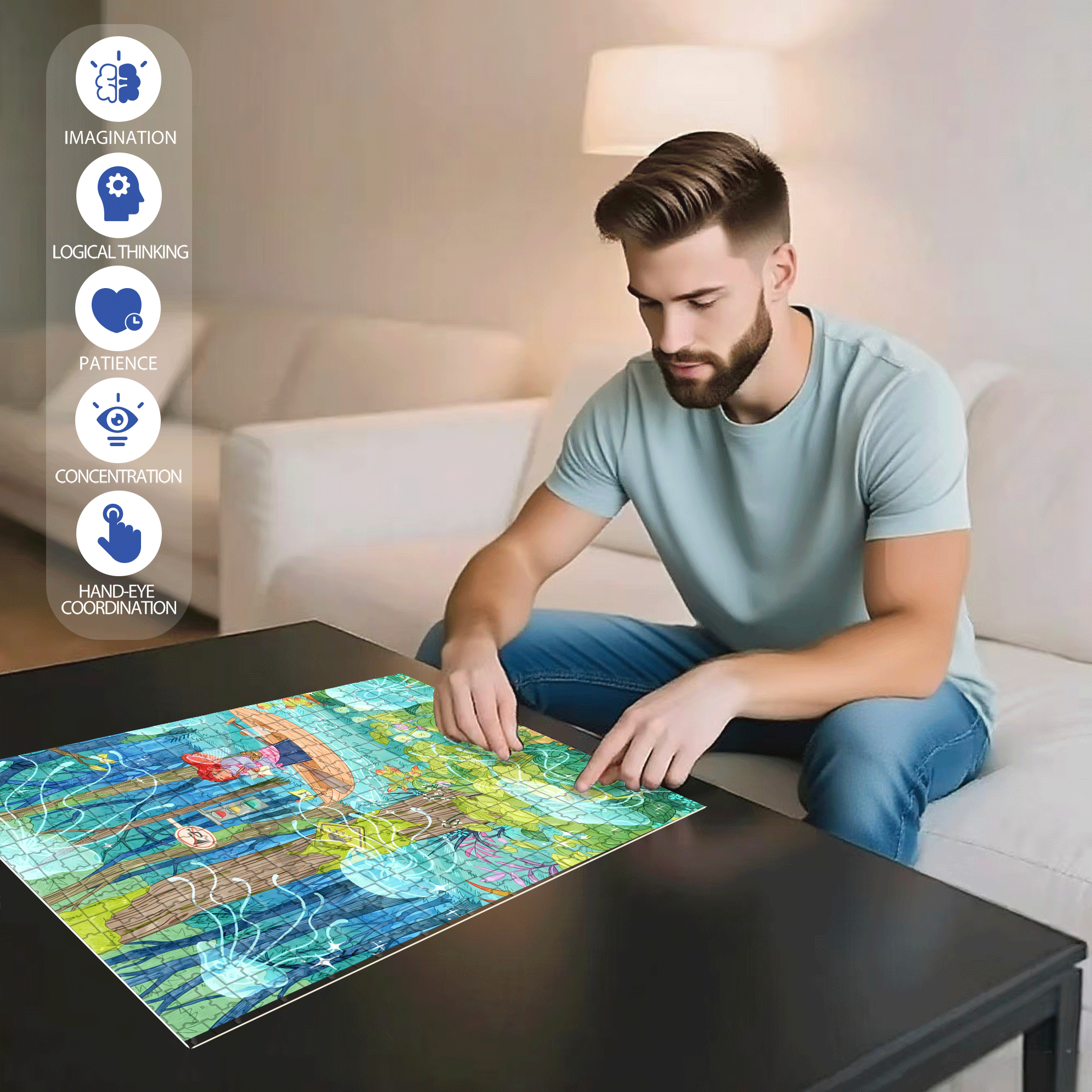 Josie's Dream 500pcs/1000pcs Jigsaw Puzzle, Scratch-Resistant, Interactive Family Game & Brain-Boosting DIY Decor, Perfect for Halloween, Christmas & New Year Gifts, Family Puzzle Game