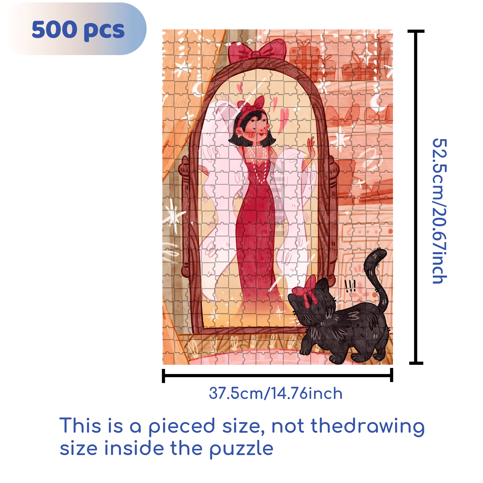 Look In The Mirror 500pcs/1000pcs Jigsaw Puzzle, Scratch-Resistant, Interactive Family Game & Brain-Boosting DIY Decor, Perfect for Halloween, Christmas & New Year Gifts, Family Puzzle Game