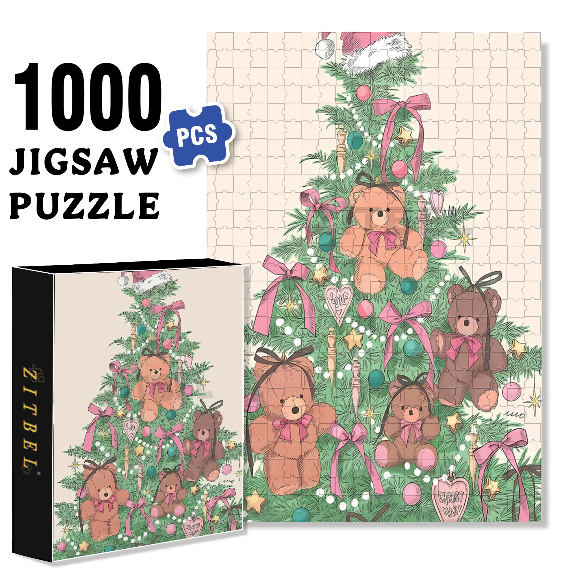 Love Christmas 500pcs/1000pcs Jigsaw Puzzle, Scratch-Resistant, Interactive Family Game & Brain-Boosting DIY Decor, Perfect for Halloween, Christmas & New Year Gifts, Family Puzzle Game