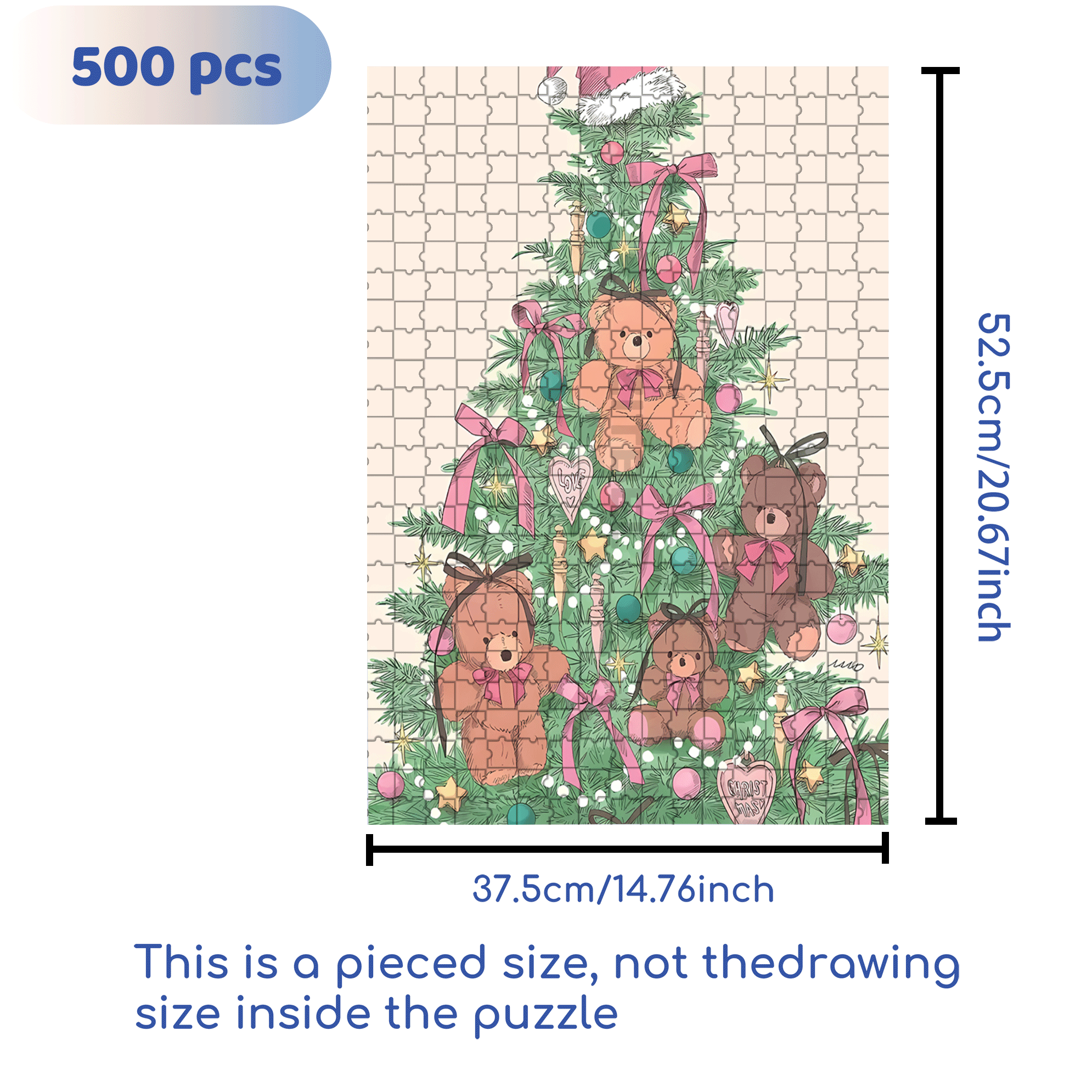 Love Christmas 500pcs/1000pcs Jigsaw Puzzle, Scratch-Resistant, Interactive Family Game & Brain-Boosting DIY Decor, Perfect for Halloween, Christmas & New Year Gifts, Family Puzzle Game