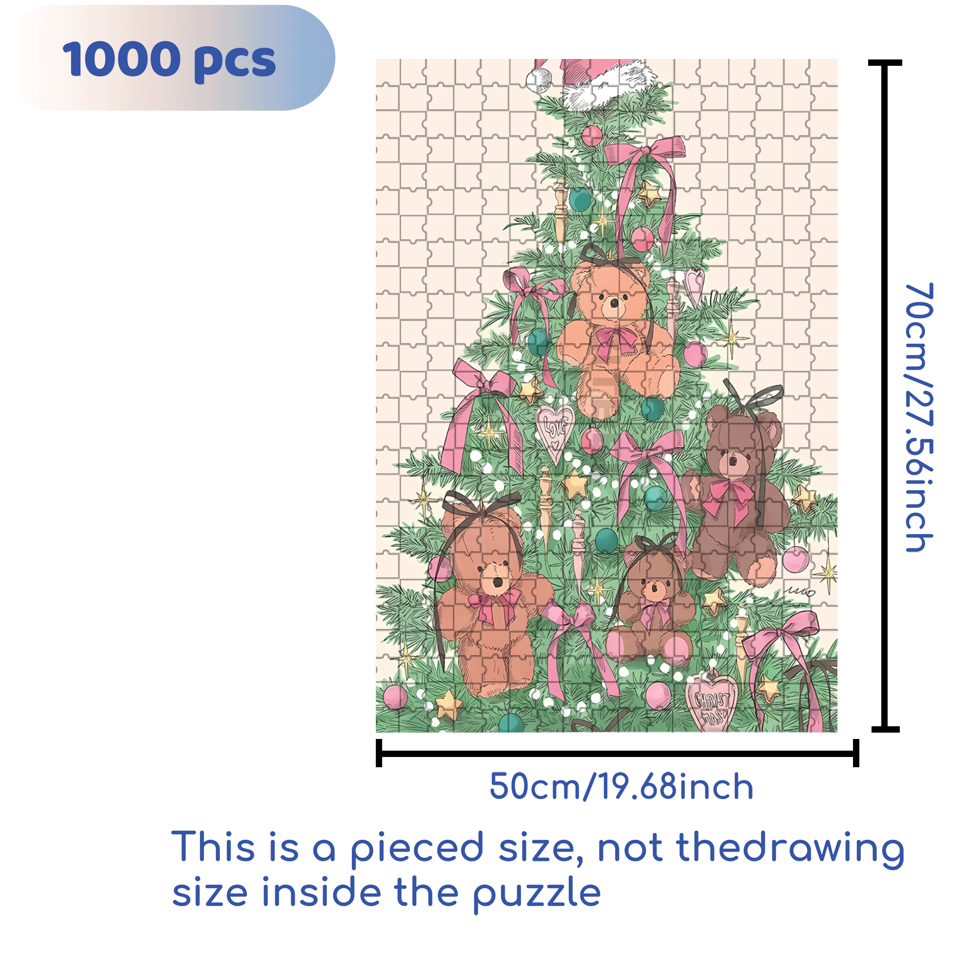 Love Christmas 500pcs/1000pcs Jigsaw Puzzle, Scratch-Resistant, Interactive Family Game & Brain-Boosting DIY Decor, Perfect for Halloween, Christmas & New Year Gifts, Family Puzzle Game