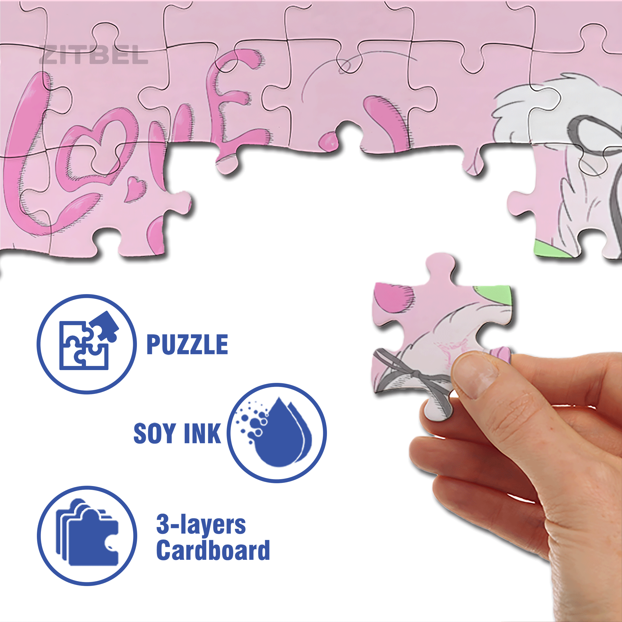 Love You Cat 500pcs/1000pcs Jigsaw Puzzle, Scratch-Resistant, Interactive Family Game & Brain-Boosting DIY Decor, Perfect for Halloween, Christmas & New Year Gifts, Family Puzzle Game