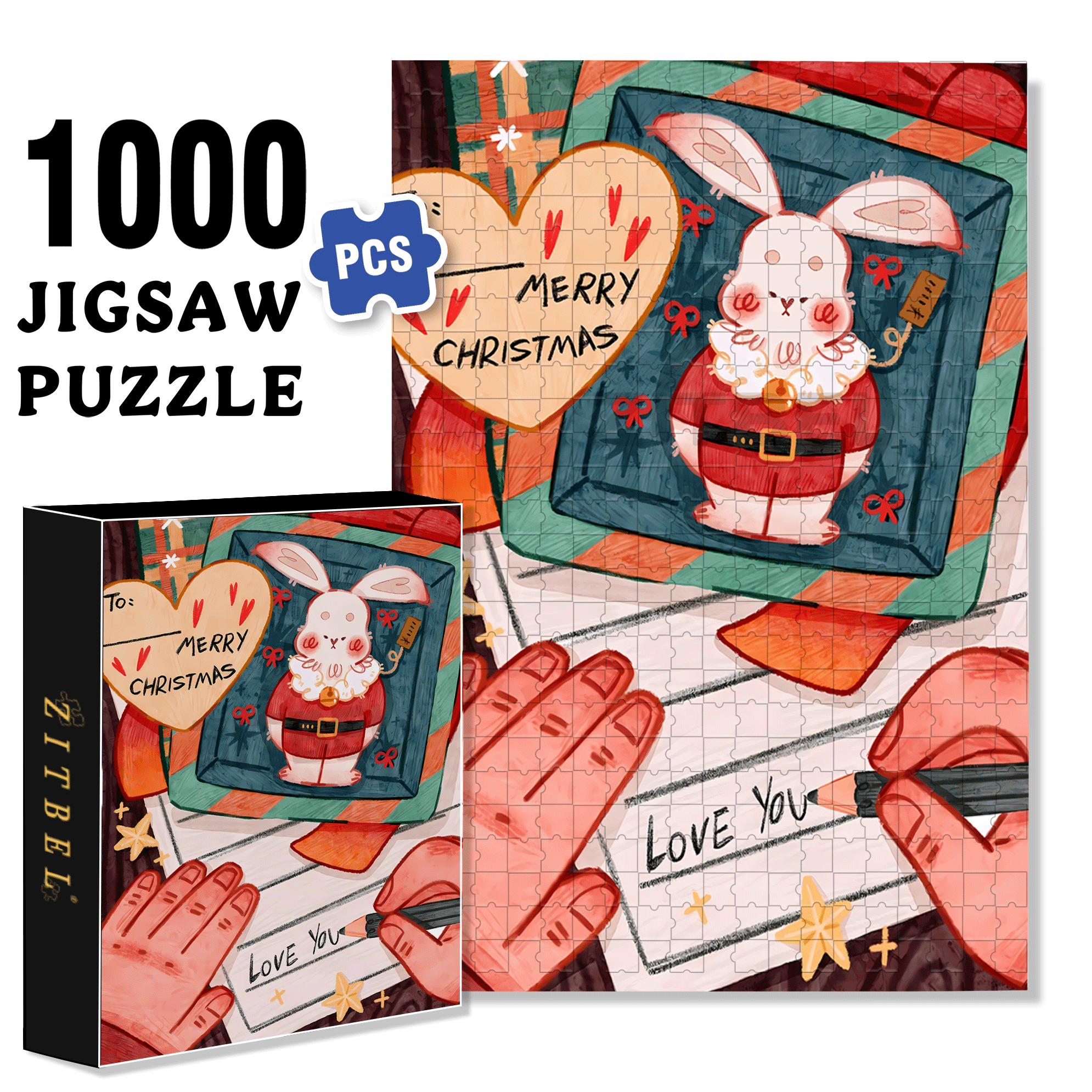 Love You So Much 500pcs/1000pcs Jigsaw Puzzle, Scratch-Resistant, Interactive Family Game & Brain-Boosting DIY Decor, Perfect for Halloween, Christmas & New Year Gifts, Family Puzzle Game