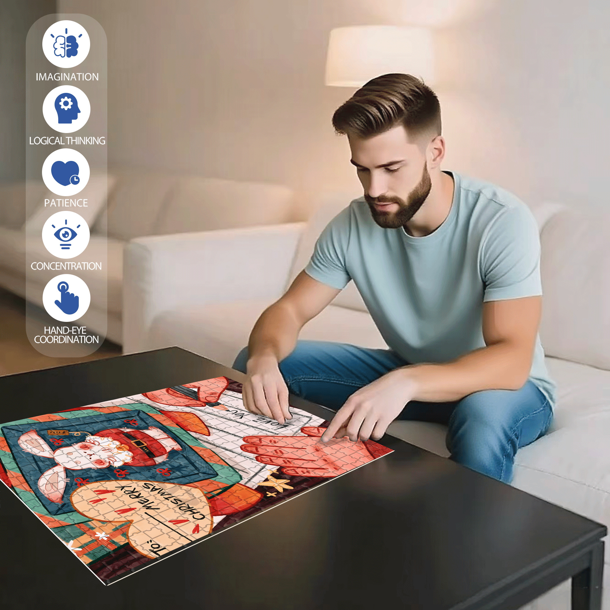 Love You So Much 500pcs/1000pcs Jigsaw Puzzle, Scratch-Resistant, Interactive Family Game & Brain-Boosting DIY Decor, Perfect for Halloween, Christmas & New Year Gifts, Family Puzzle Game