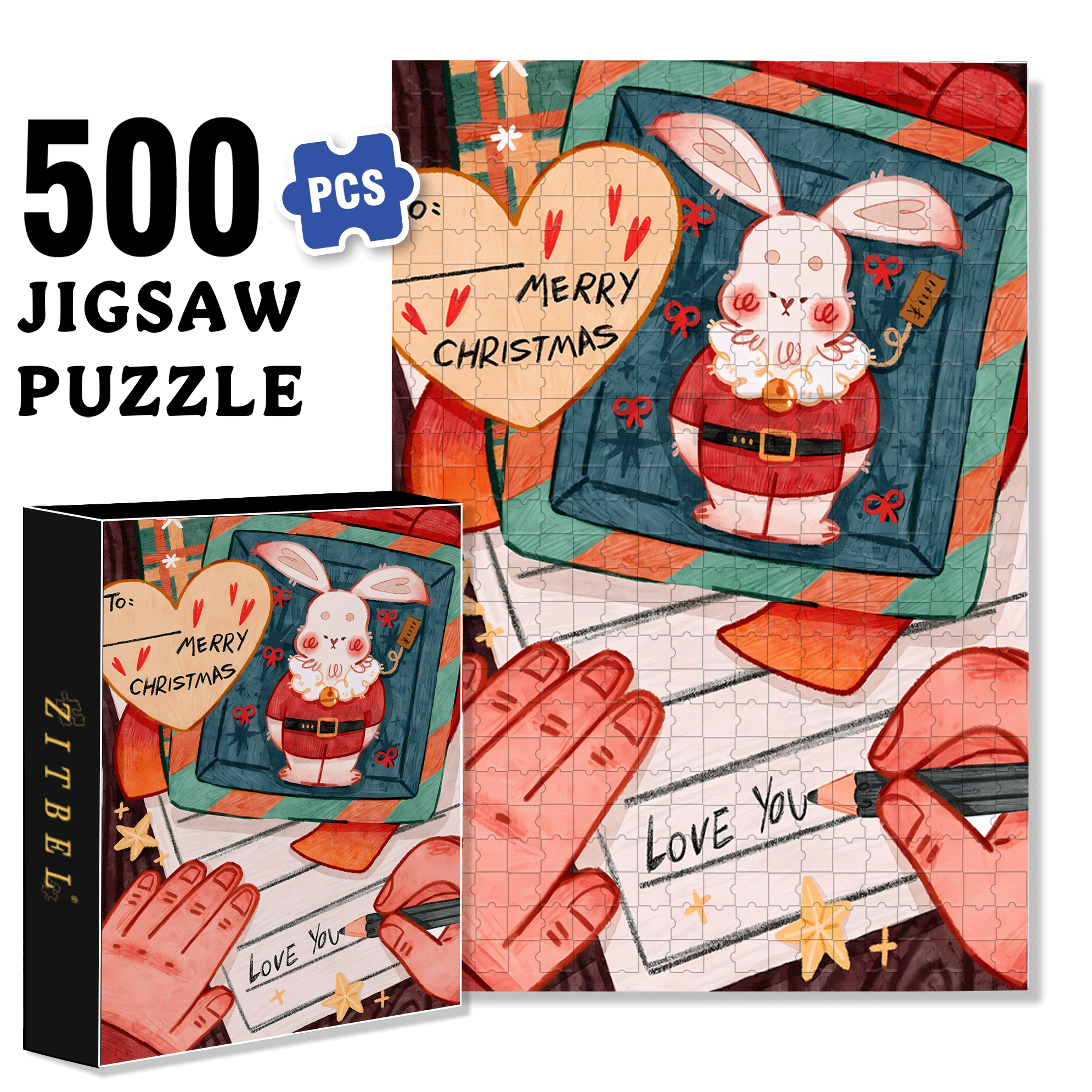 Love You So Much 500pcs/1000pcs Jigsaw Puzzle, Scratch-Resistant, Interactive Family Game & Brain-Boosting DIY Decor, Perfect for Halloween, Christmas & New Year Gifts, Family Puzzle Game