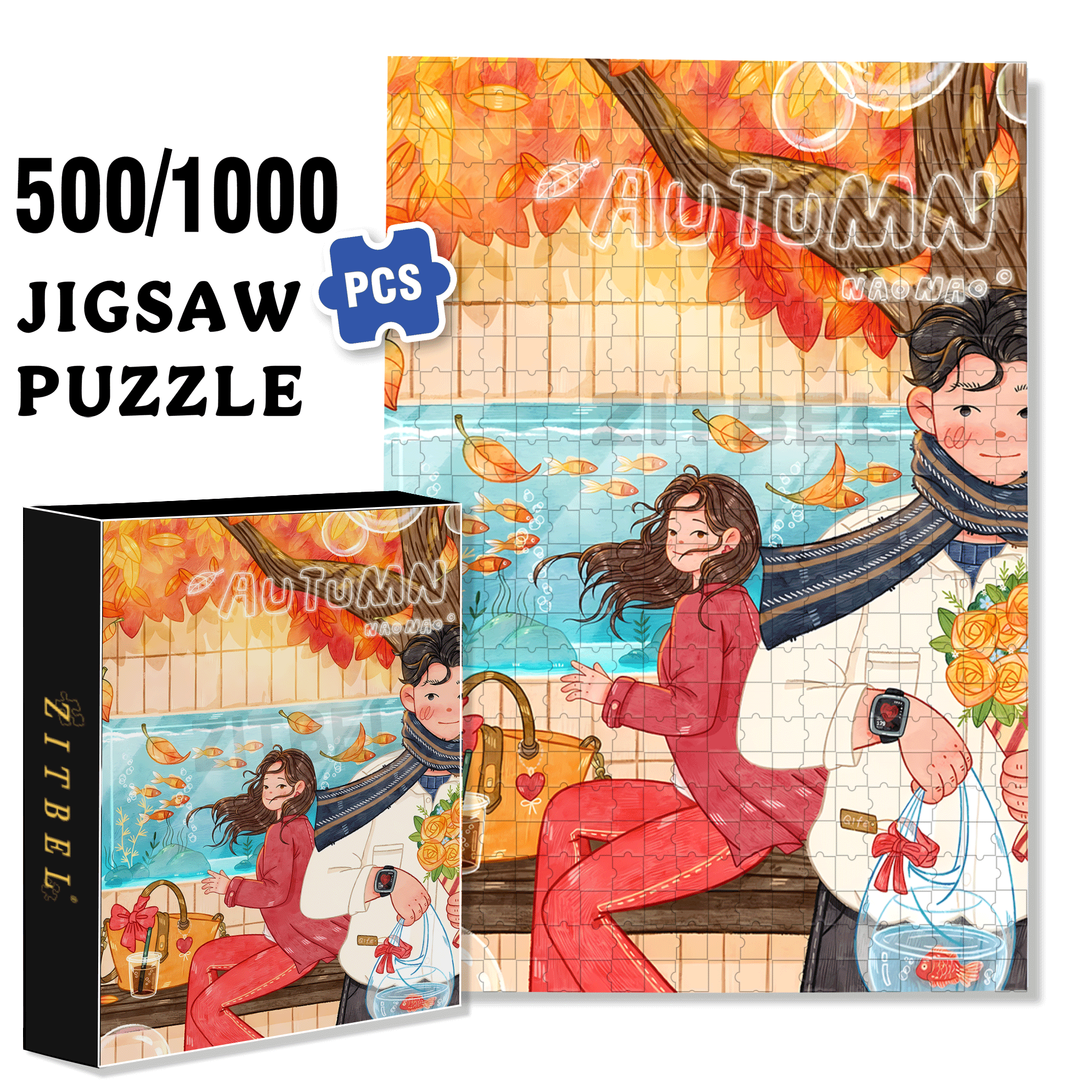 Lover's Eyes 500pcs/1000pcs Jigsaw Puzzle, Scratch-Resistant, Interactive Family Game & Brain-Boosting DIY Decor, Perfect for Halloween, Christmas & New Year Gifts, Family Puzzle Game