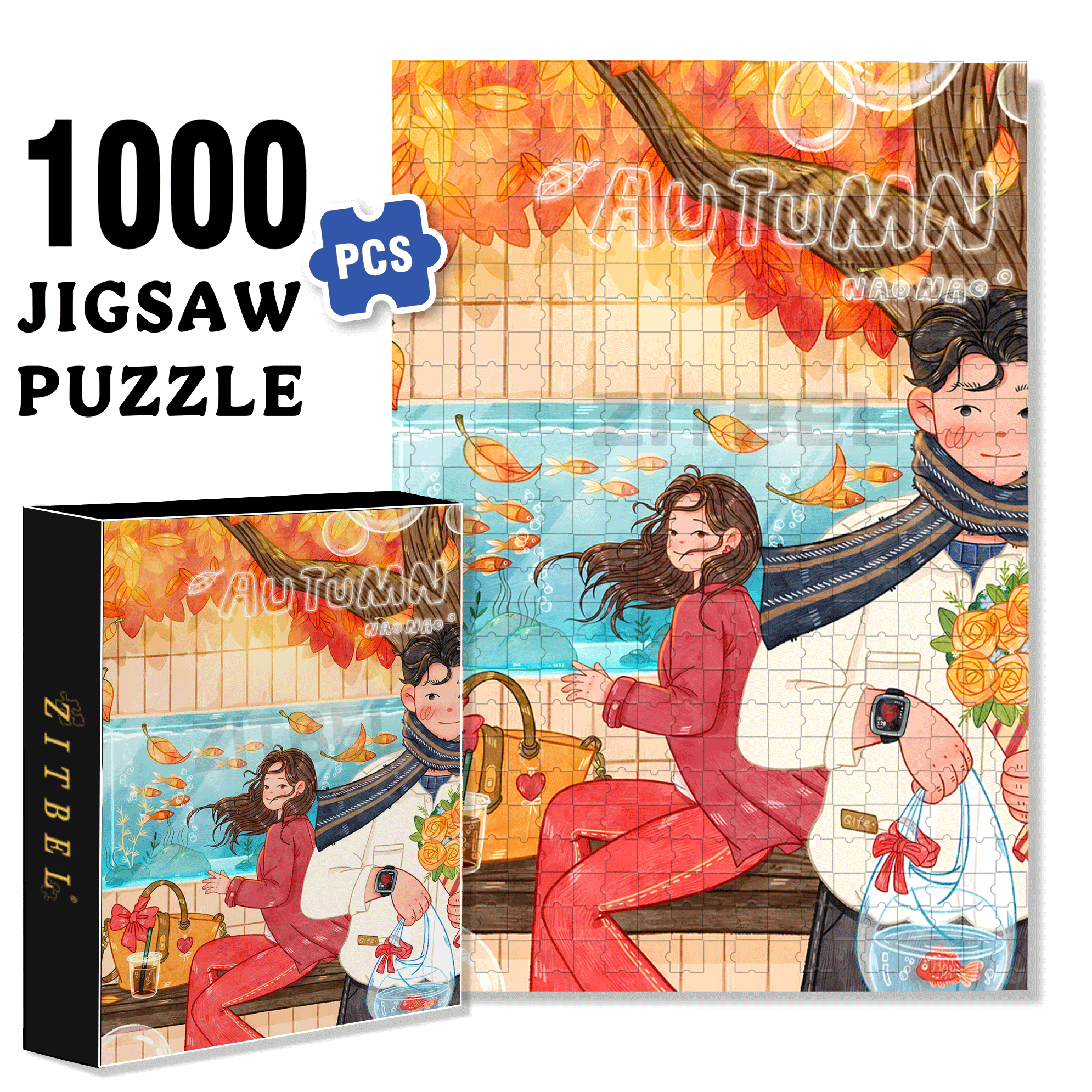 Lover's Eyes 500pcs/1000pcs Jigsaw Puzzle, Scratch-Resistant, Interactive Family Game & Brain-Boosting DIY Decor, Perfect for Halloween, Christmas & New Year Gifts, Family Puzzle Game