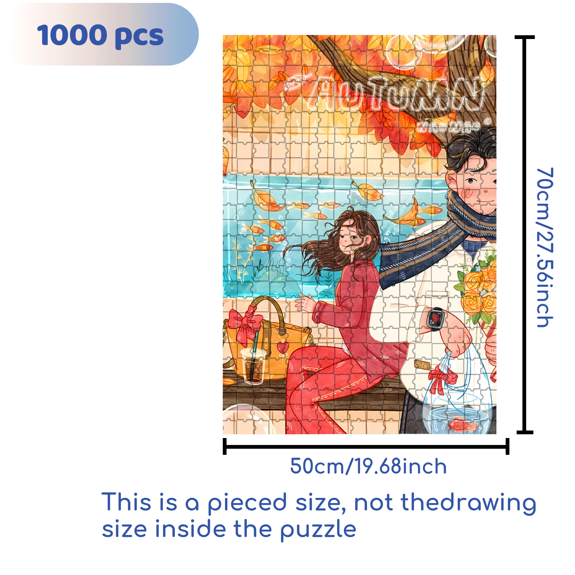 Lover's Eyes 500pcs/1000pcs Jigsaw Puzzle, Scratch-Resistant, Interactive Family Game & Brain-Boosting DIY Decor, Perfect for Halloween, Christmas & New Year Gifts, Family Puzzle Game