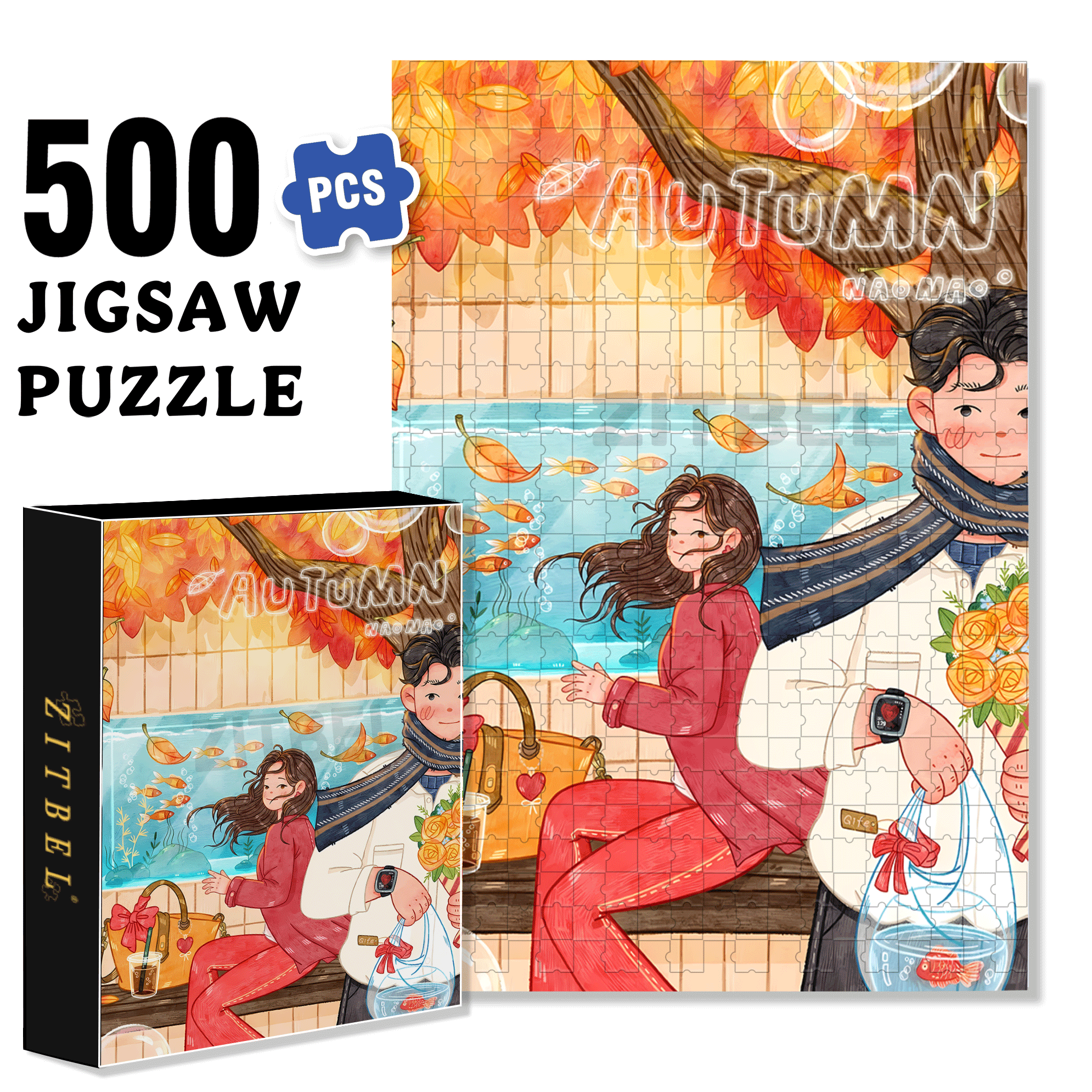 Lover's Eyes 500pcs/1000pcs Jigsaw Puzzle, Scratch-Resistant, Interactive Family Game & Brain-Boosting DIY Decor, Perfect for Halloween, Christmas & New Year Gifts, Family Puzzle Game