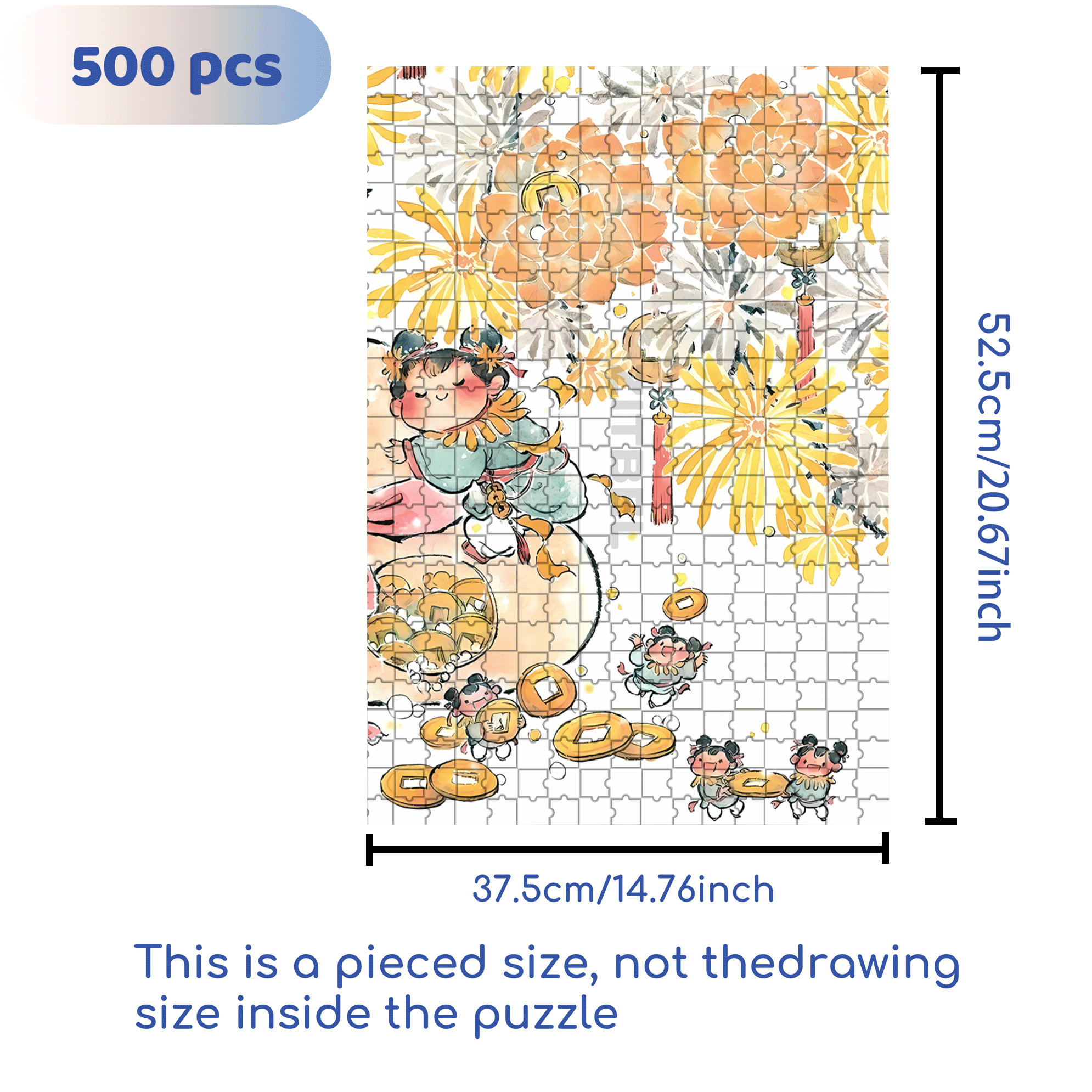 Luck In Making Money 500pcs/1000pcs Jigsaw Puzzle, Scratch-Resistant, Interactive Family Game & Brain-Boosting DIY Decor, Perfect for Halloween, Christmas & New Year Gifts, Family Puzzle Game