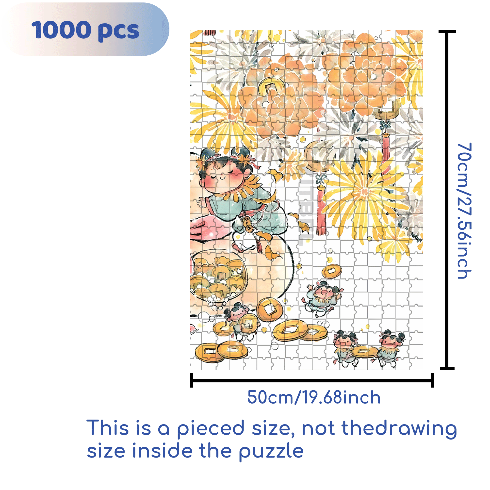 Luck In Making Money 500pcs/1000pcs Jigsaw Puzzle, Scratch-Resistant, Interactive Family Game & Brain-Boosting DIY Decor, Perfect for Halloween, Christmas & New Year Gifts, Family Puzzle Game