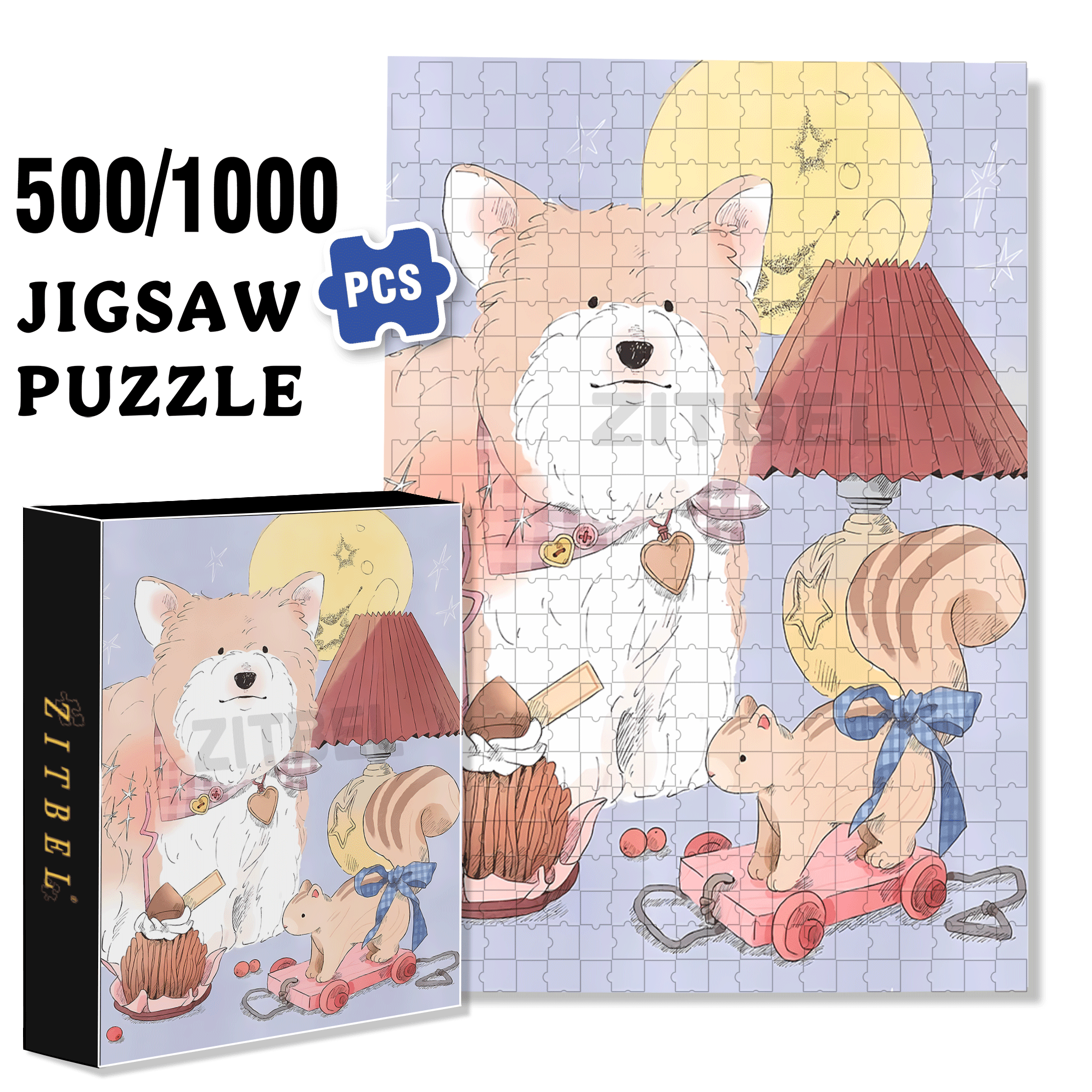 Lucky 500pcs/1000pcs Jigsaw Puzzle, Scratch-Resistant, Interactive Family Game & Brain-Boosting DIY Decor, Perfect for Halloween, Christmas & New Year Gifts, Family Puzzle Game